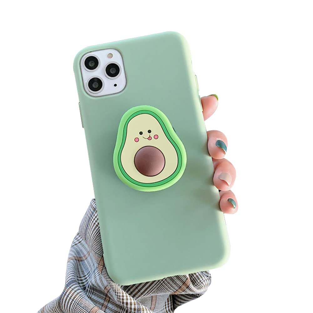 Funny 3D Avocado Phone Stand Case for iPhone 12 - Cute Green Avocado Pattern Slim Soft TPU Silicone Cover for Girls & Women | Perfect for Desk Decor, TikTok Videos & Everyday Use
