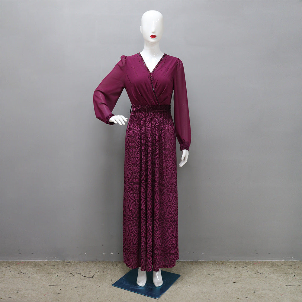 Elegant Women's Chiffon Dress with Hot Diamond Design - Perfect for Cocktail Parties, Evening Events & Special Occasions