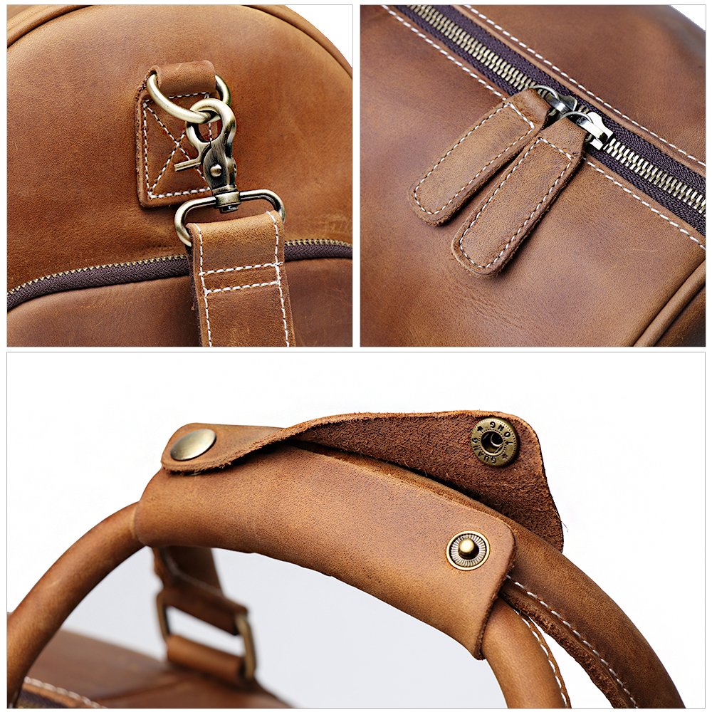 Premium Leather Travel Duffle Bag for Men - Vintage Retro Carry-On Handbag (Brown, X-Large) - Ideal for Business Trips, Gym & Weekend Getaways
