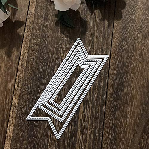 4 Pcs Stitched Banner Scrapbooking Dies - DIY Metal Cutting Dies for Photo Albums, Greeting Cards & Paper Crafts (131mm x 49mm) | Perfect for Card Making, Scrapbooking & Home Decor Projects