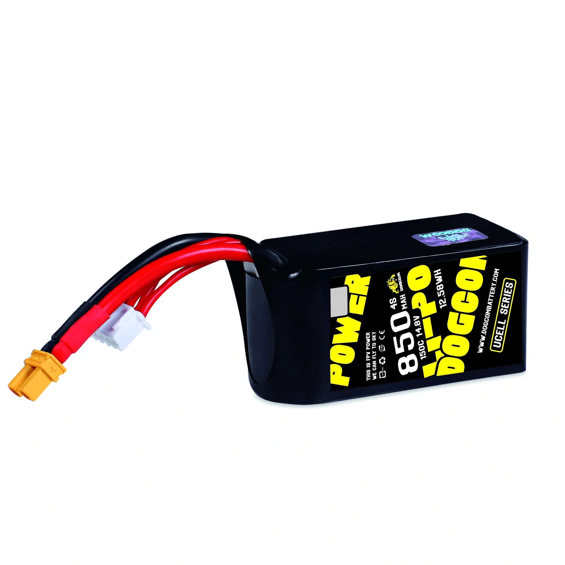 DOGCOM 850mAh 150C 4S 14.8V LiPo Battery with XT30 Plug - High Performance RC Drone Battery for FPV Racing, Quadcopters, and RC Cars