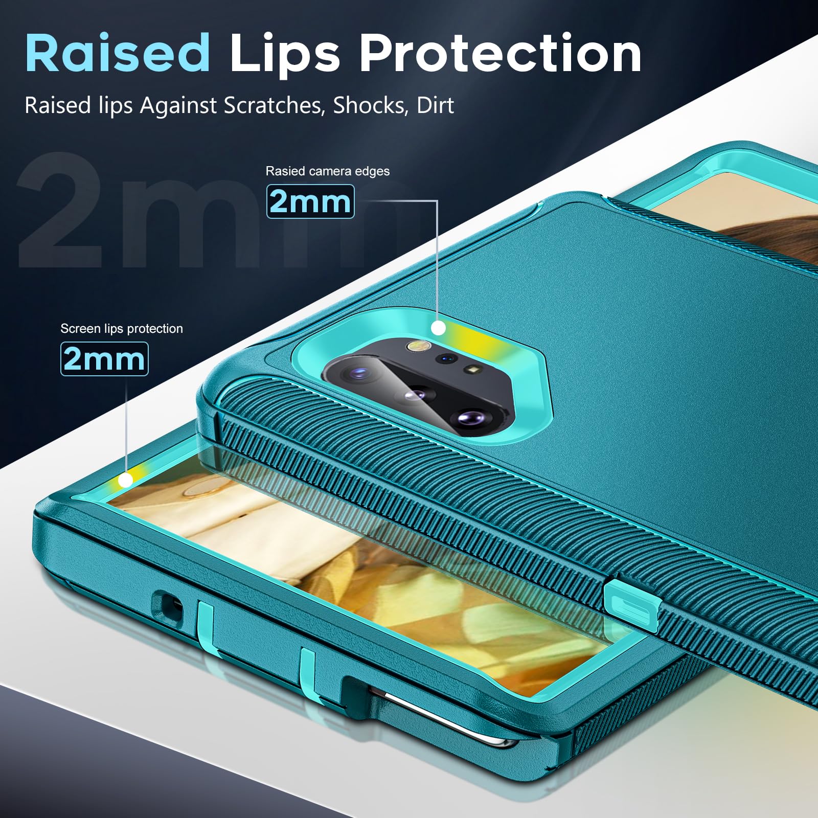 Samsung Galaxy Note 10 Plus Case - Military Grade Shockproof 3-in-1 Heavy Duty Phone Cover | Compatible with Note 10 Plus | Teal Color | Perfect for Outdoor Activities, Work & Travel Protection