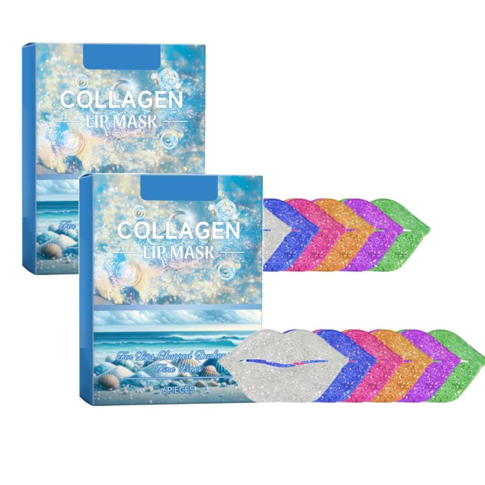 **Collagen Lip Mask - 6 Pieces Hydrating & Nourishing Lip Treatment for Dry & Chapped Lips | Moisturizing Lip Care Pads to Firm, Plump & Reduce Chapping | Perfect for Nighttime Lip Care & Pre-Makeup Prep (2 Pack)**