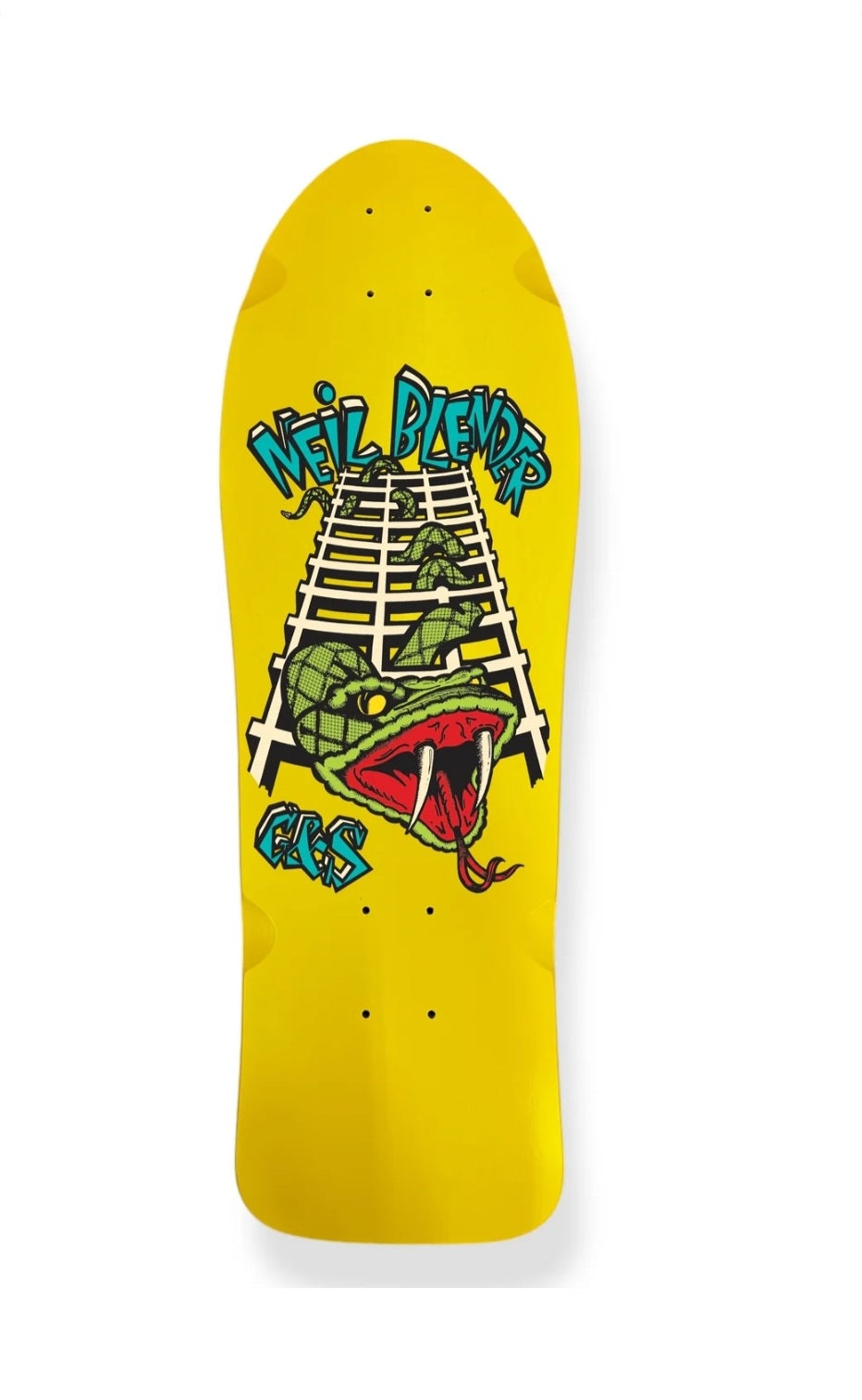 G&S Neil Blender Snake & Lattice Reissue Skateboard Deck - Retro Yellow | Vintage Skateboard for Collectors & Cruising | Perfect for Street Skating & Retro Style
