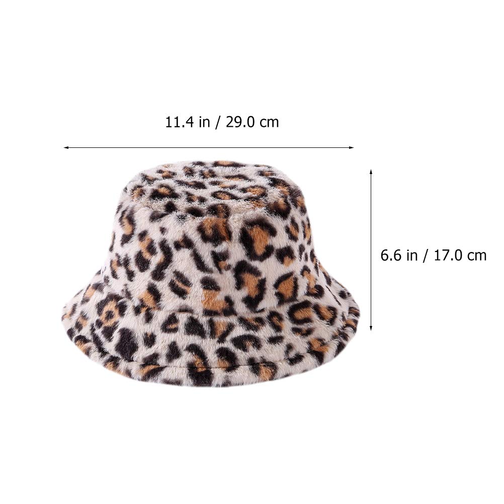 1pc Leopard Print Bucket Hat for Women - Soft Faux Fur Fisherman Hat, Warm Winter Beanie, Stylish Fluffy Basin Cap - Perfect for Outdoor Activities, Travel, and Fashion Accessories
