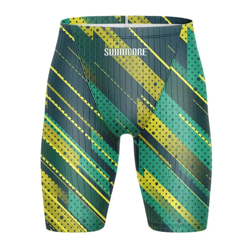Men's Swimcore Sport Jammer | Neo Strike Tropic Wave Competitive Swim Trunks for Training & Racing | Perfect for Lap Swimming, Triathlons & Water Sports