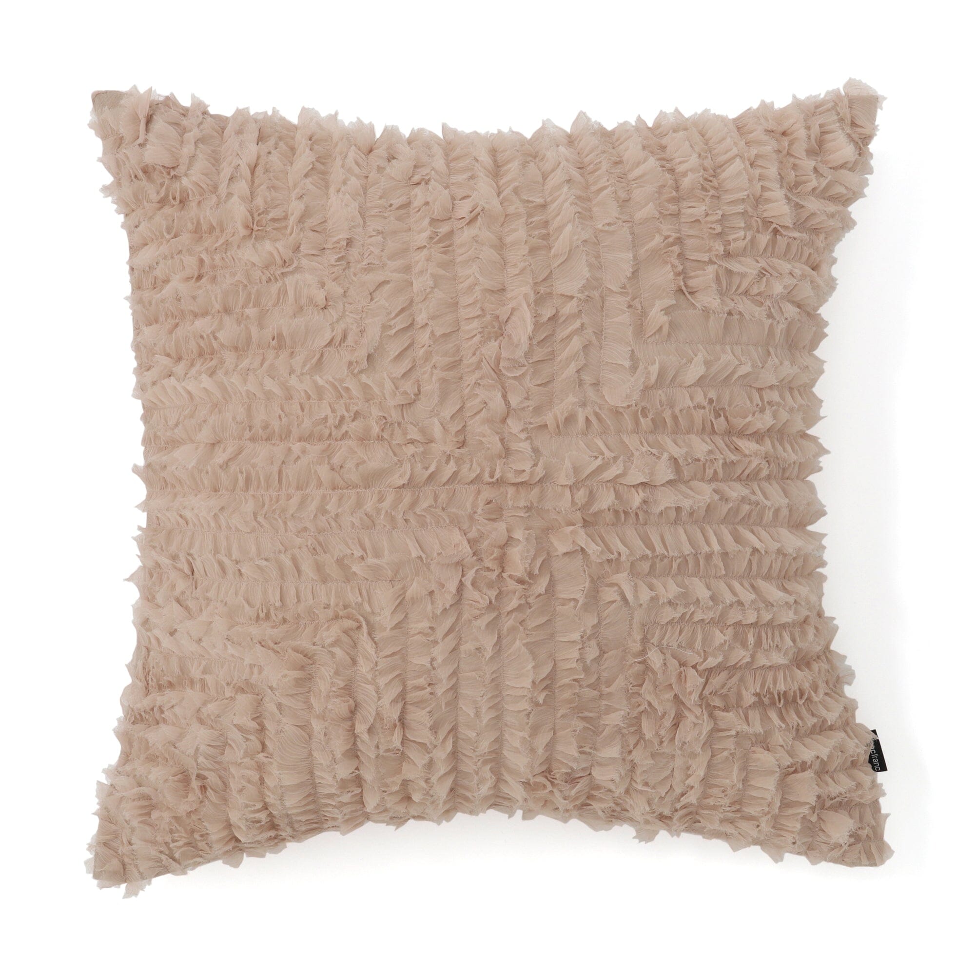Gather Frill Cushion Cover 18x18 Inches Beige - Soft Decorative Pillow Case for Sofa, Bedroom, and Living Room