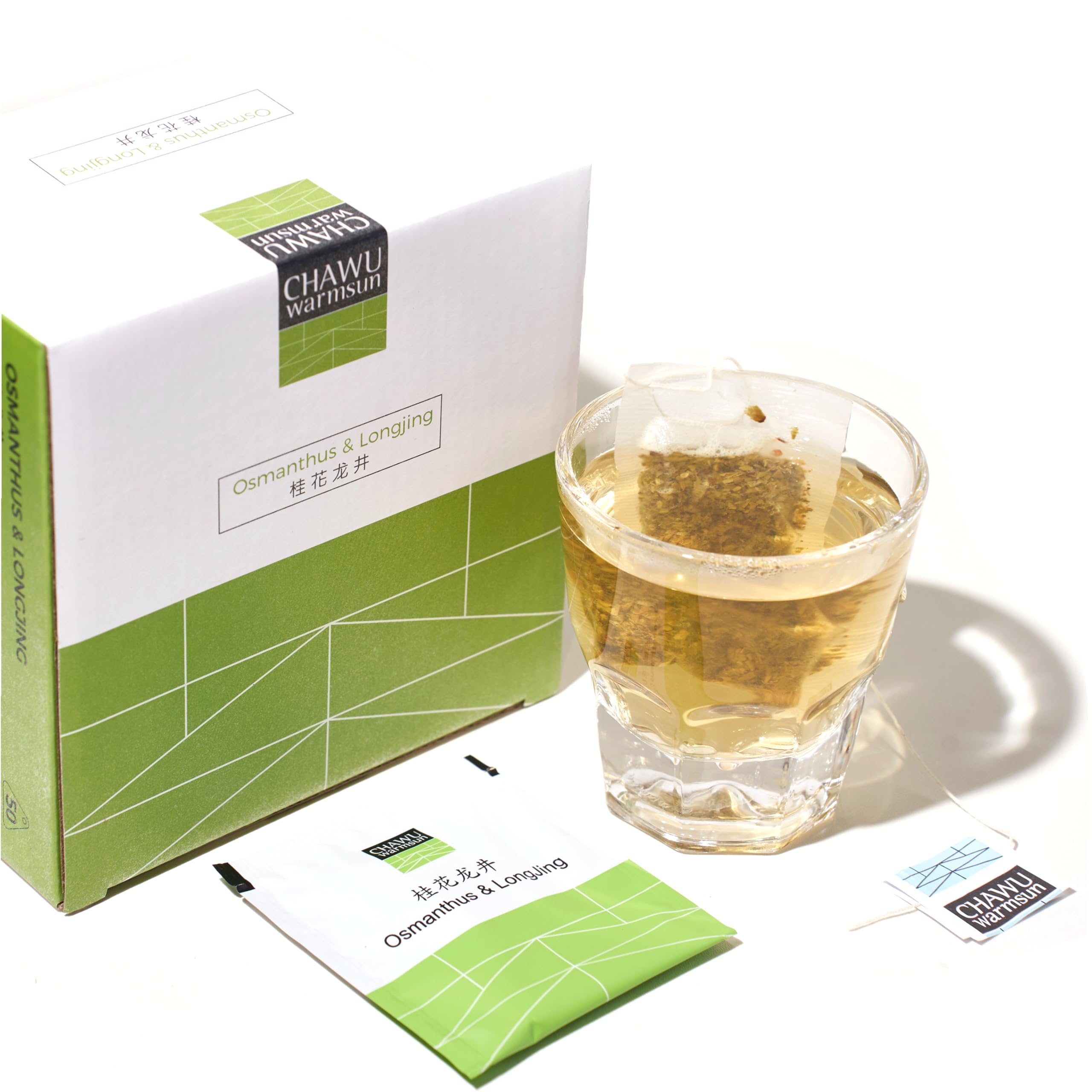 Premium Osmanthus & Longjing Green Tea Bags - 50 Count, Natural Floral Infusion with Broken Tea Leaves | Perfect for Relaxation, Office Break or After-Meal Refreshment
