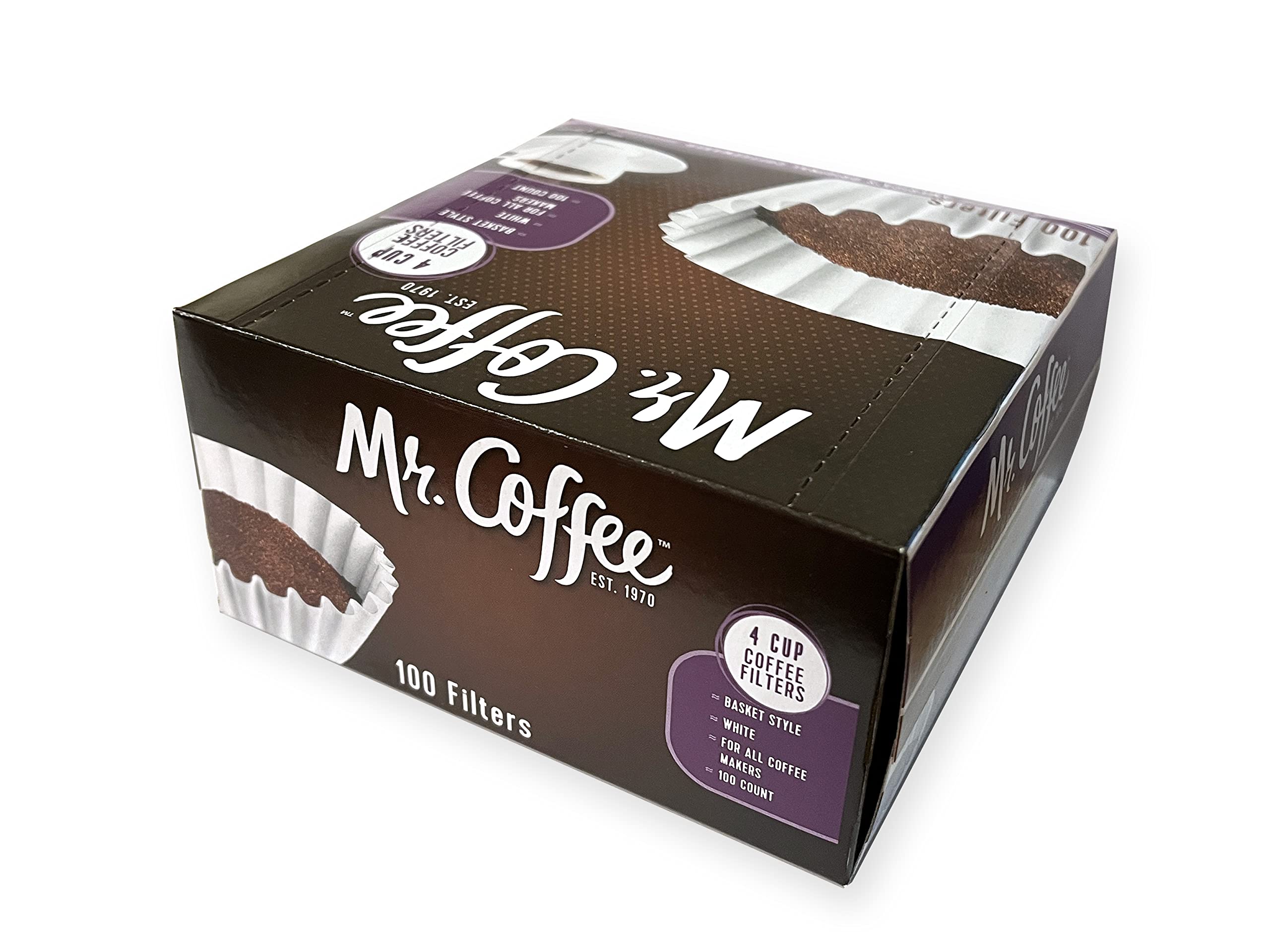 Mr. Coffee 4-Cup Coffee Filters, 100 Count - Compatible with Most 4-Cup Coffee Makers - Perfect for Home, Office or Travel Use (Package May Vary)