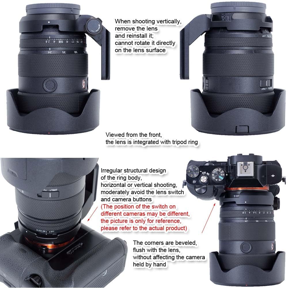 iShoot Tripod Mount Ring Lens Collar for Sony FE 24-70mm f/2.8 GM II, 16-35mm F2.8 GM II & 20-70mm F4 G Lenses - Arca-Swiss Quick Release Plate Compatible with Tripod Heads - Perfect for Landscape, Portrait & Travel Photography