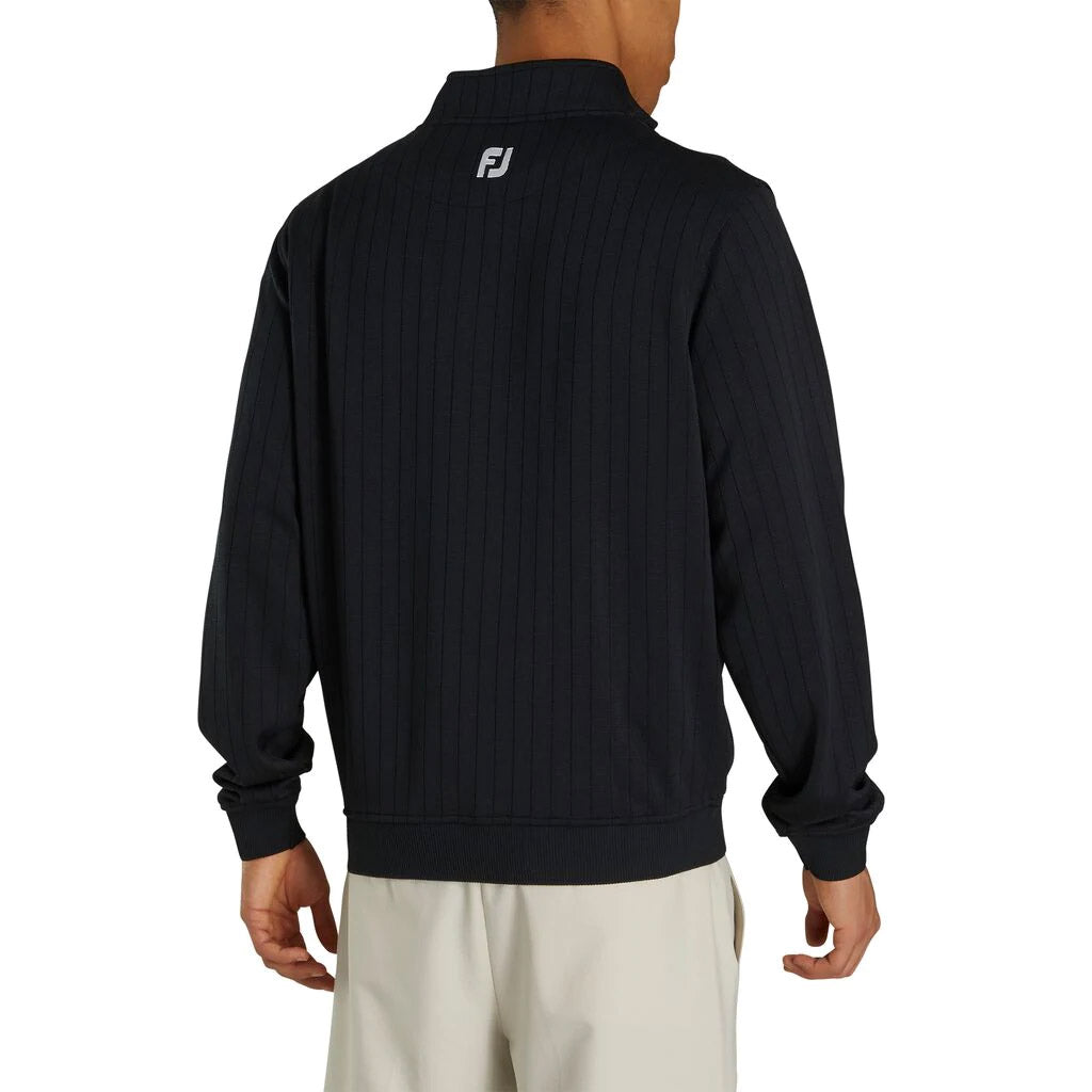 FootJoy Drop Needle Half Zip Black Men's Golf Pullover - Lightweight & Breathable Performance Golf Sweater for Men - Perfect for Golf Courses & Casual Wear