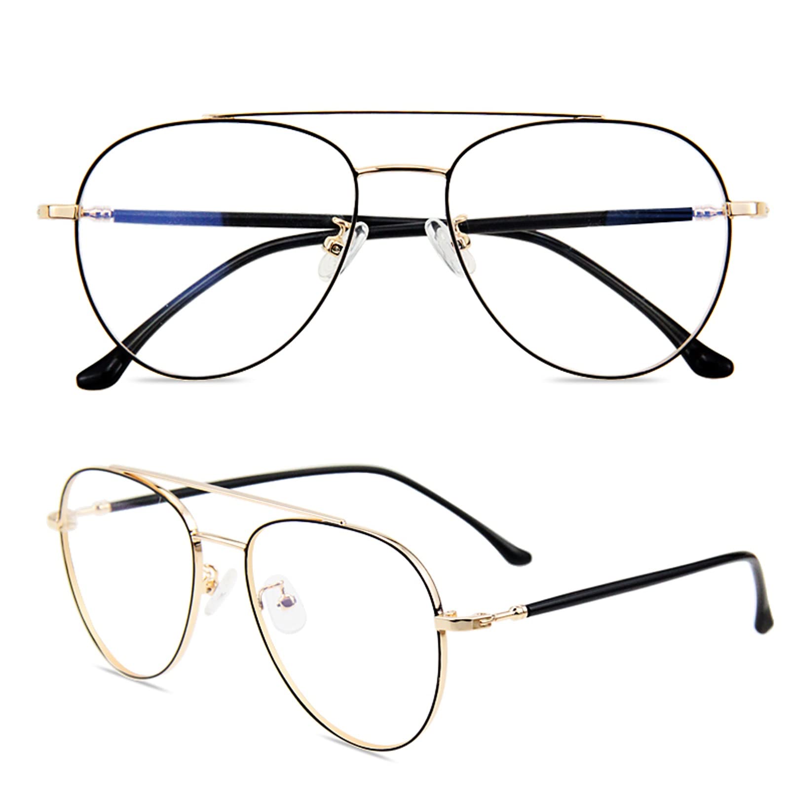Photochromic Aviator Sunglasses for Men - Stylish Progressive Multifocal Reading Glasses with Large Metal Frame (Gold) - Perfect for Driving, Reading & Outdoor Activities