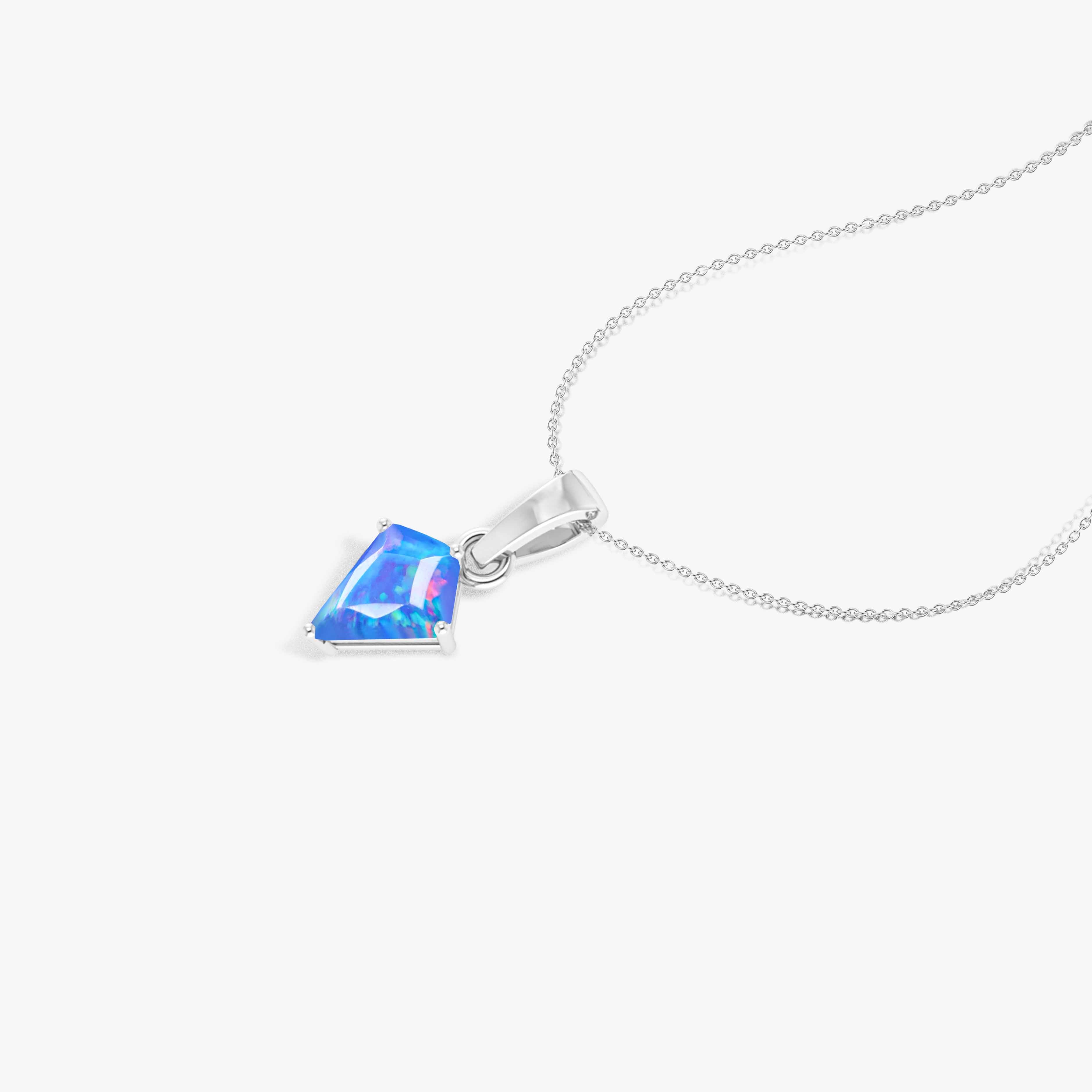 Blue Opal Kite Gemstone Pendant Necklace for Women - Handmade Sterling Silver Jewelry - Perfect for Gifts, Weddings & Special Occasions