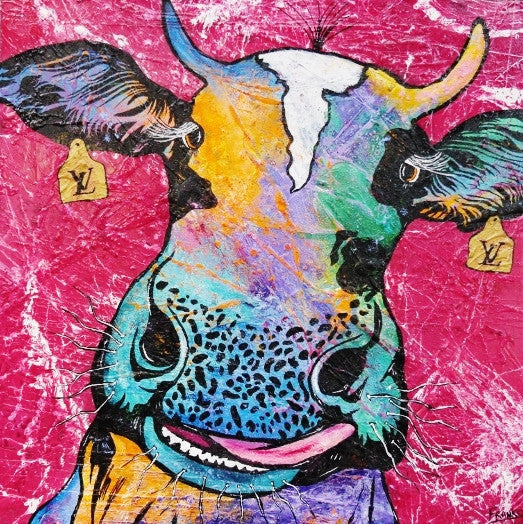 Urban Pop Art Cow Canvas Wall Decor - Modern Abstract Painting for Living Room, Bedroom & Office - Unique Home & Gift Idea