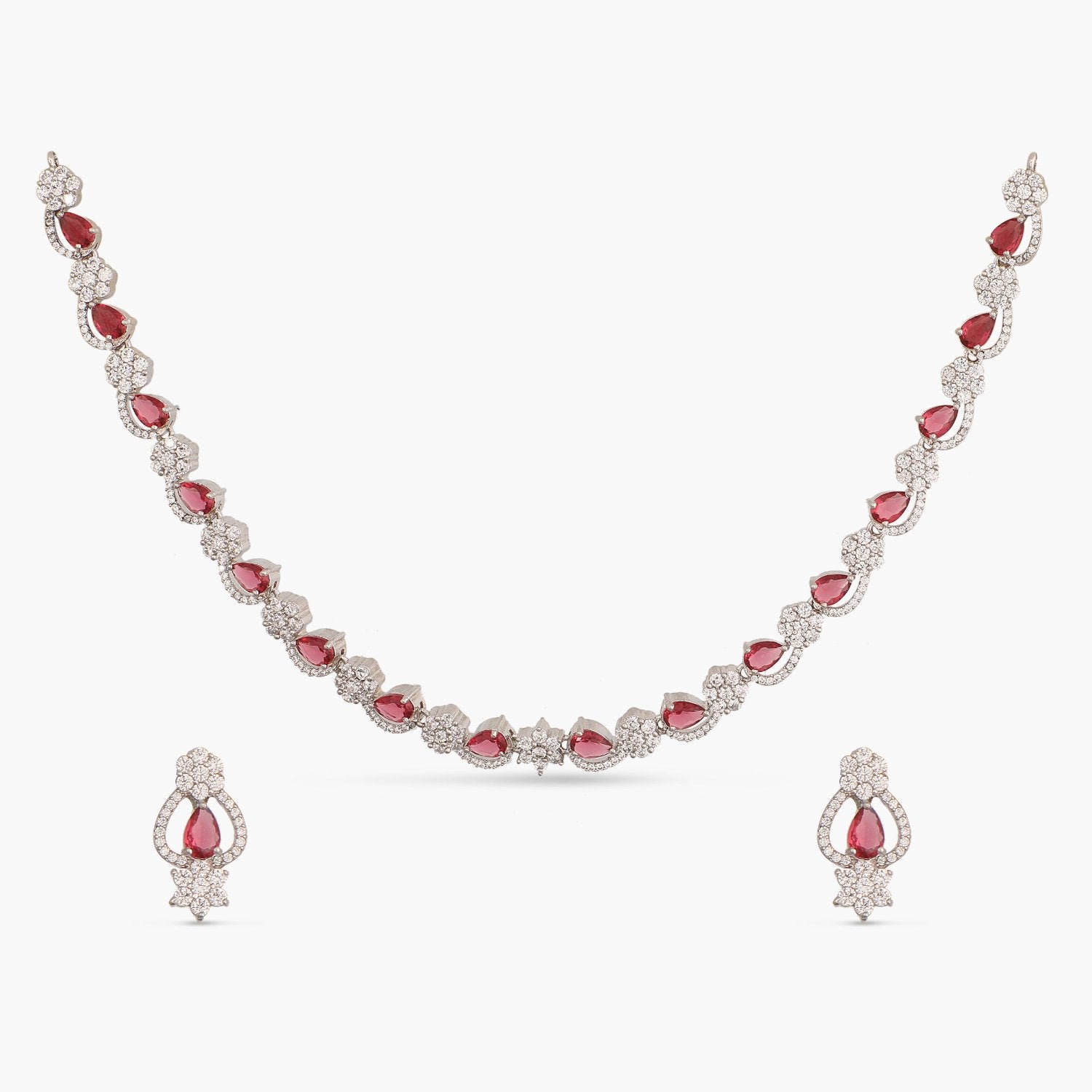 Mira Nakshtra CZ Red Necklace Set for Women - Elegant Cubic Zirconia Jewelry Gift for Valentine's Day, Anniversary & Special Occasions