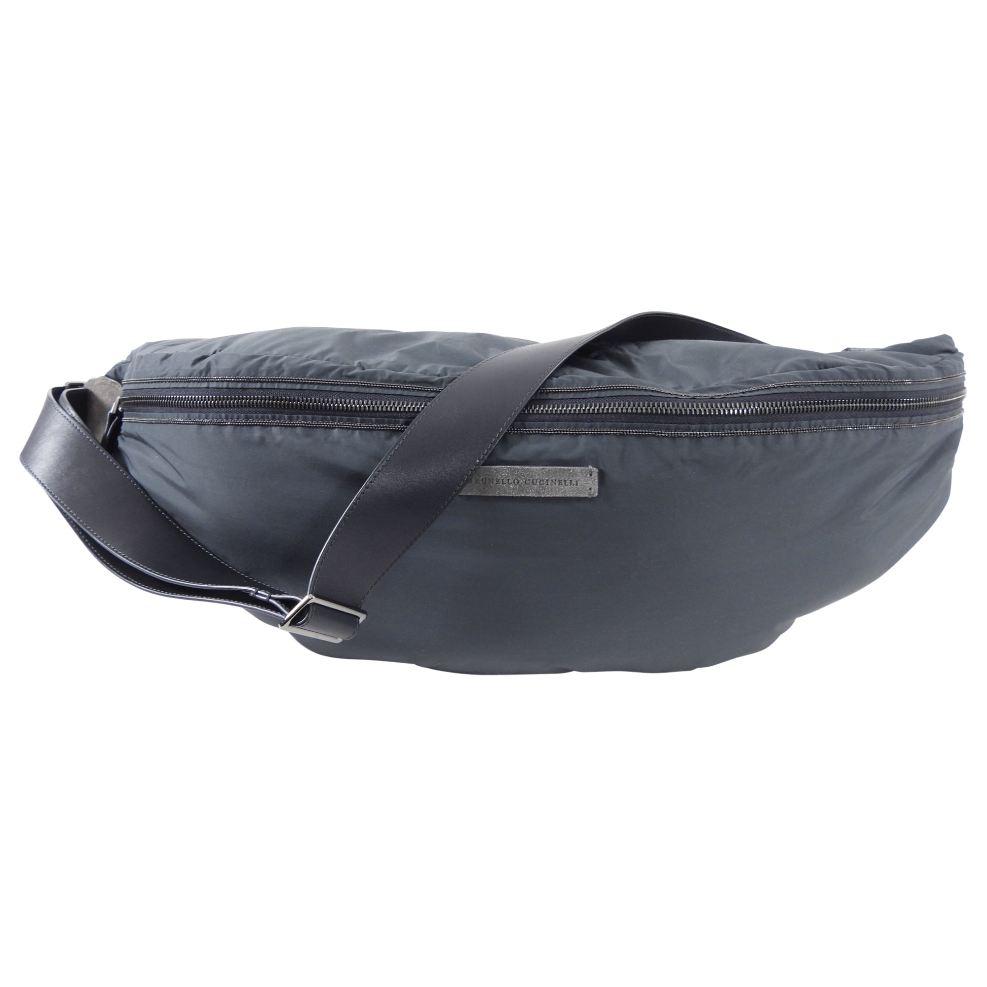 Brunello Cucinelli Grey Nylon Large Body Bag for Men & Women - Stylish Travel Duffel Bag for Gym, Work, Weekend Getaways & Outdoor Adventures