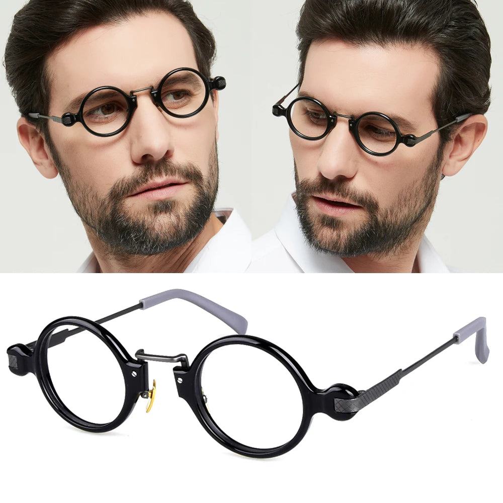 Aimee Unisex Full Rim Round Acetate Titanium Eyeglasses 141501 - Lightweight & Durable Frame for Reading, Work, and Everyday Use
