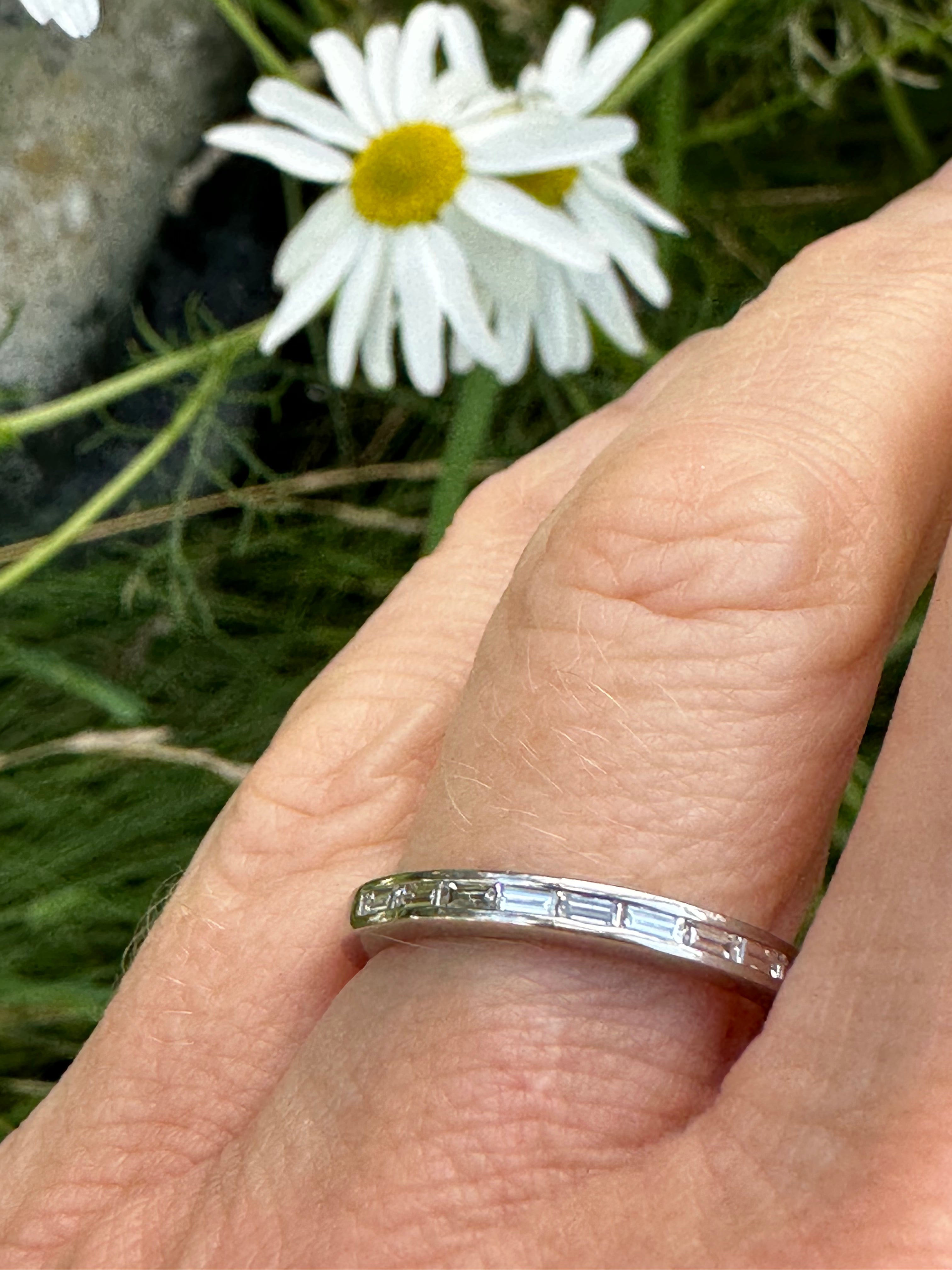 Platinum Baguette Cut TWVS 0.33ct Diamond Half Eternity Ring for Women - Elegant Wedding Band, Anniversary Gift, Bridal Jewelry for Special Occasions
