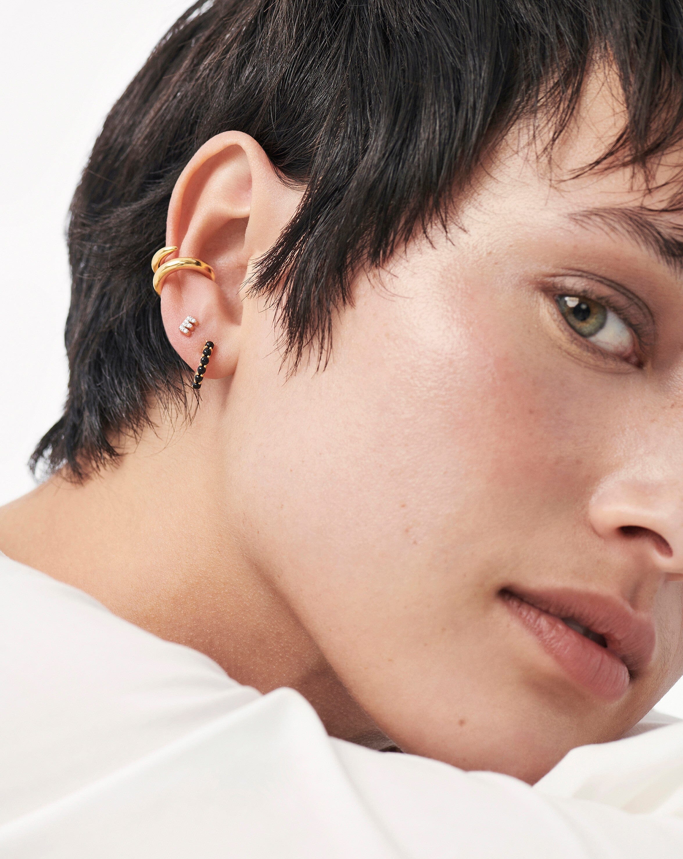 Pave Initial Single Stud Earring - 18k Gold Vermeil & Cubic Zirconia Personalized Jewelry for Women | Elegant Gift for Birthday, Anniversary & Everyday Wear