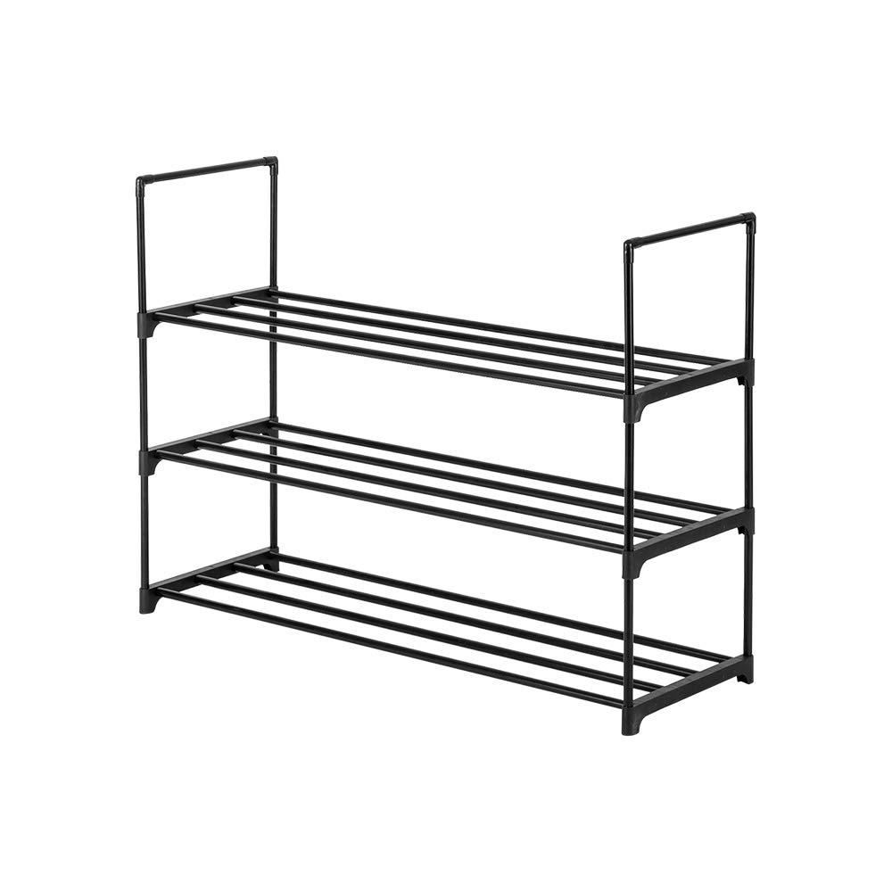 3-Tier Black Shoe Rack Storage Shelf Organizer for Entryway, Hallway, Closet & Bedroom - Space Saving Shoe Tower for Sneakers, Boots & Sandals - Perfect for Small Apartments & Home Organization