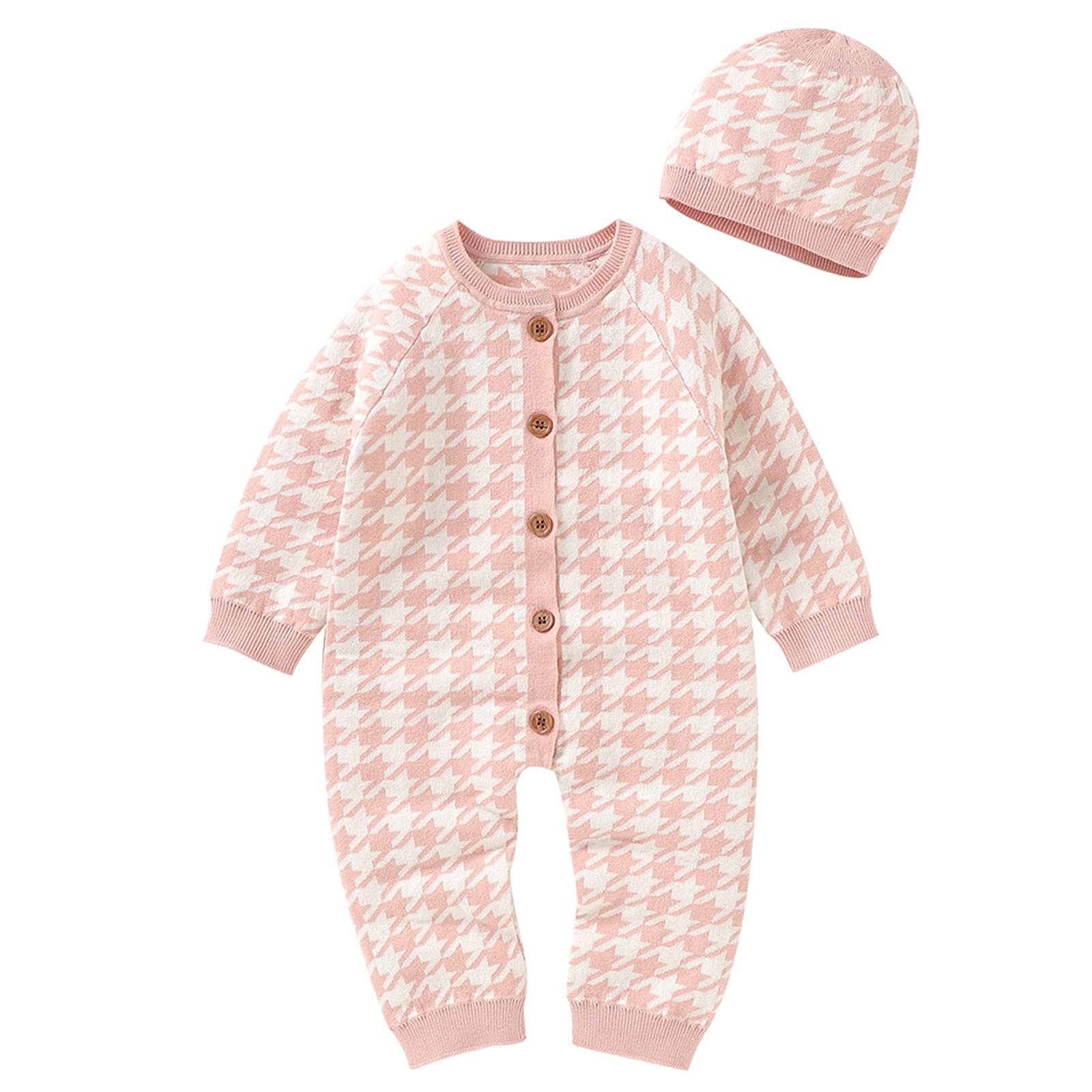 Soft Cotton Knitted Baby Romper Set with Hat & Sweater - Cute Jumpsuit Outfits for Boys & Girls | Perfect for Newborn Photoshoots, Family Outings & Playtime
