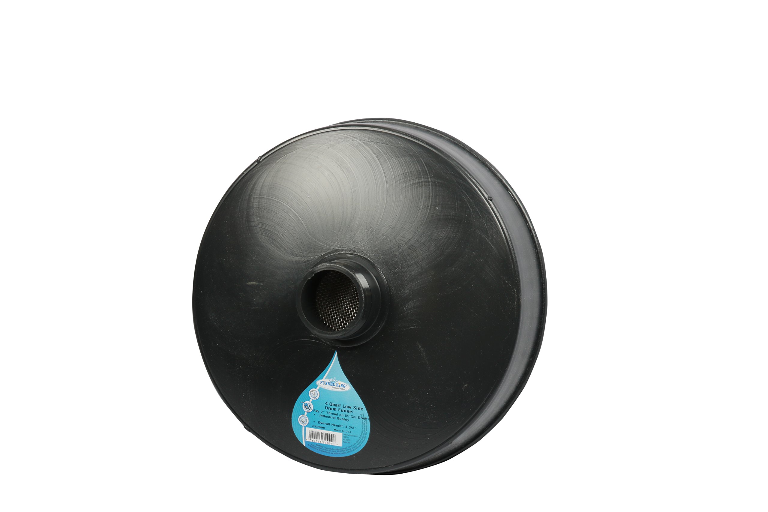 WIRTHCO 32900 Funnel King 4 Quart Drum Funnel with Removable Screen - Heavy Duty Oil Gas Fluid Transfer Funnel for Automotive, Marine & Industrial Use