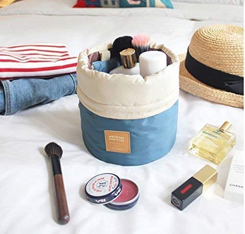 Seaspirit Barrel Shaped Waterproof Cosmetic Makeup Bag - Travel Toiletry Organizer Pouch for Women (Multicolor) - Perfect for Travel, Gym, Beach & Daily Essentials Storage