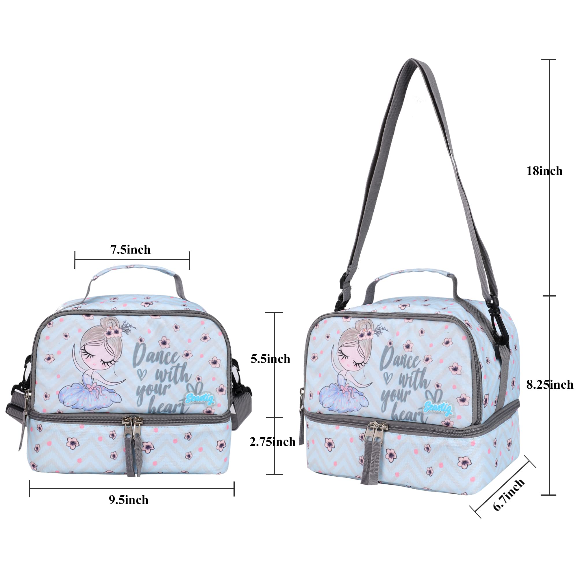 Seastig 18in Rolling Backpack for Kids - Double Handle Wheeled Backpack with Lunch Bag Set | School, Travel & Daily Use for Boys & Girls