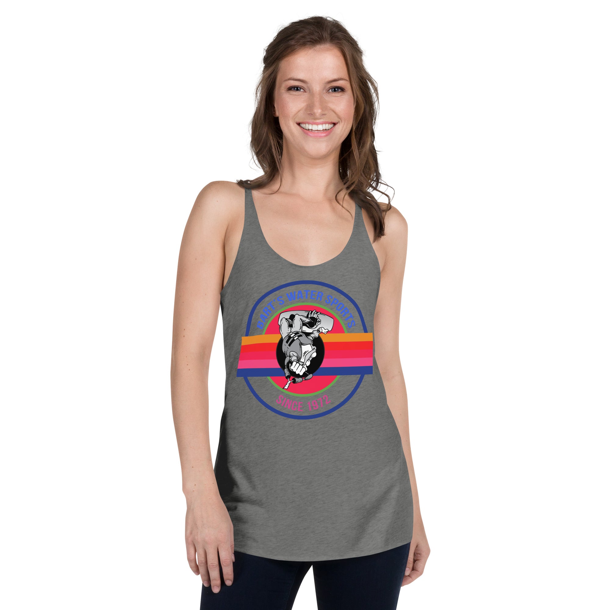 Upside Down Frog Wakeboard Women's Racerback Tank Top - Bart's Water Sports - Perfect for Wakeboarding, Beach & Summer Water Sports