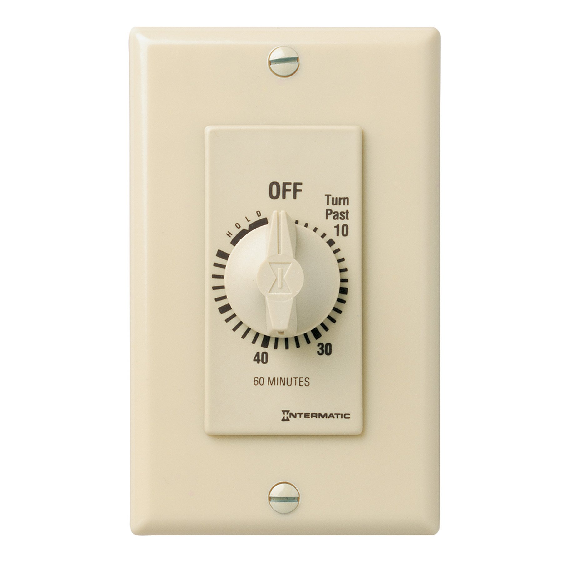 Intermatic FD60MH 60-Minute Spring-Loaded Mechanical Wall Timer for Fans, Lights & Appliances - Ivory White - Perfect for Home, Office, Garage & Outdoor Use