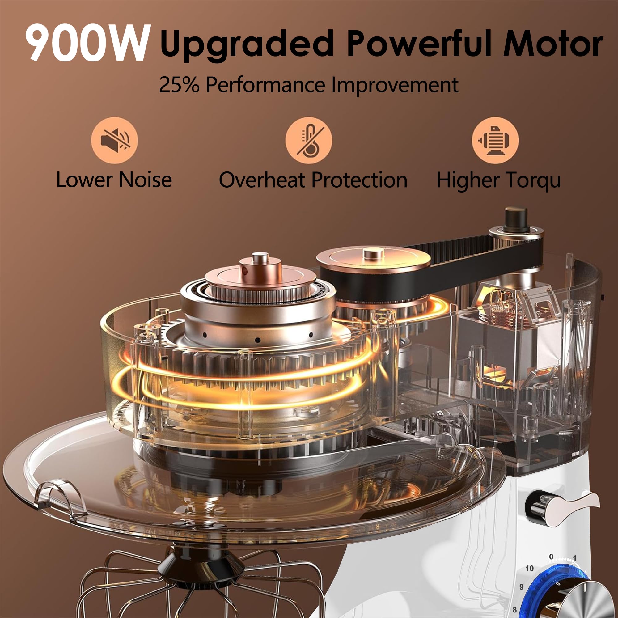 900W 8.5QT Stand Mixer with 10-Speed & Attachments - Perfect for Baking & Cooking