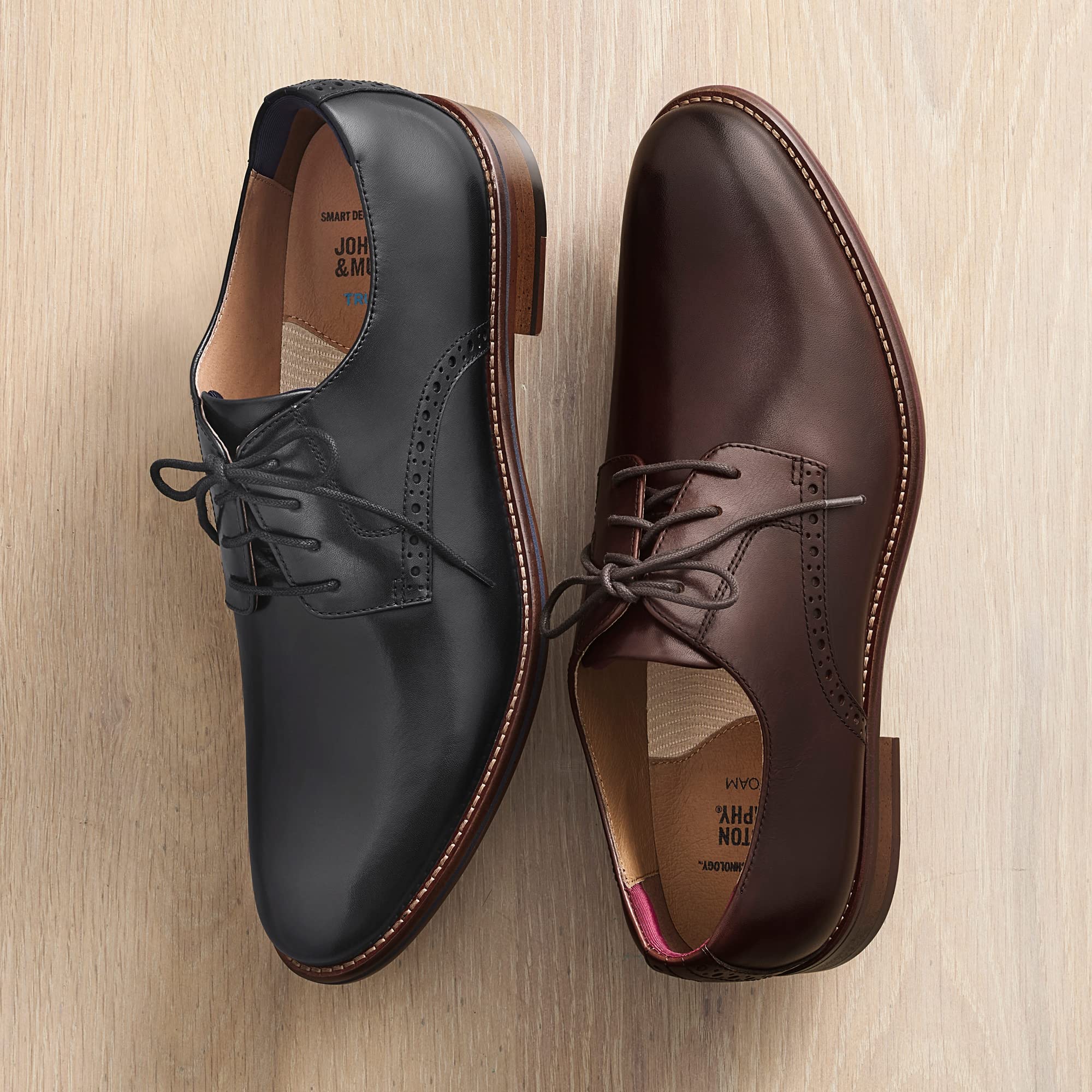Johnston & Murphy Men’s Conard 2.0 Plain Toe Dress Shoes - Premium Italian Leather, Cushioned Footbed & Durable Rubber Sole | Comfortable Business & Formal Wear for Work, Office & Special Occasions