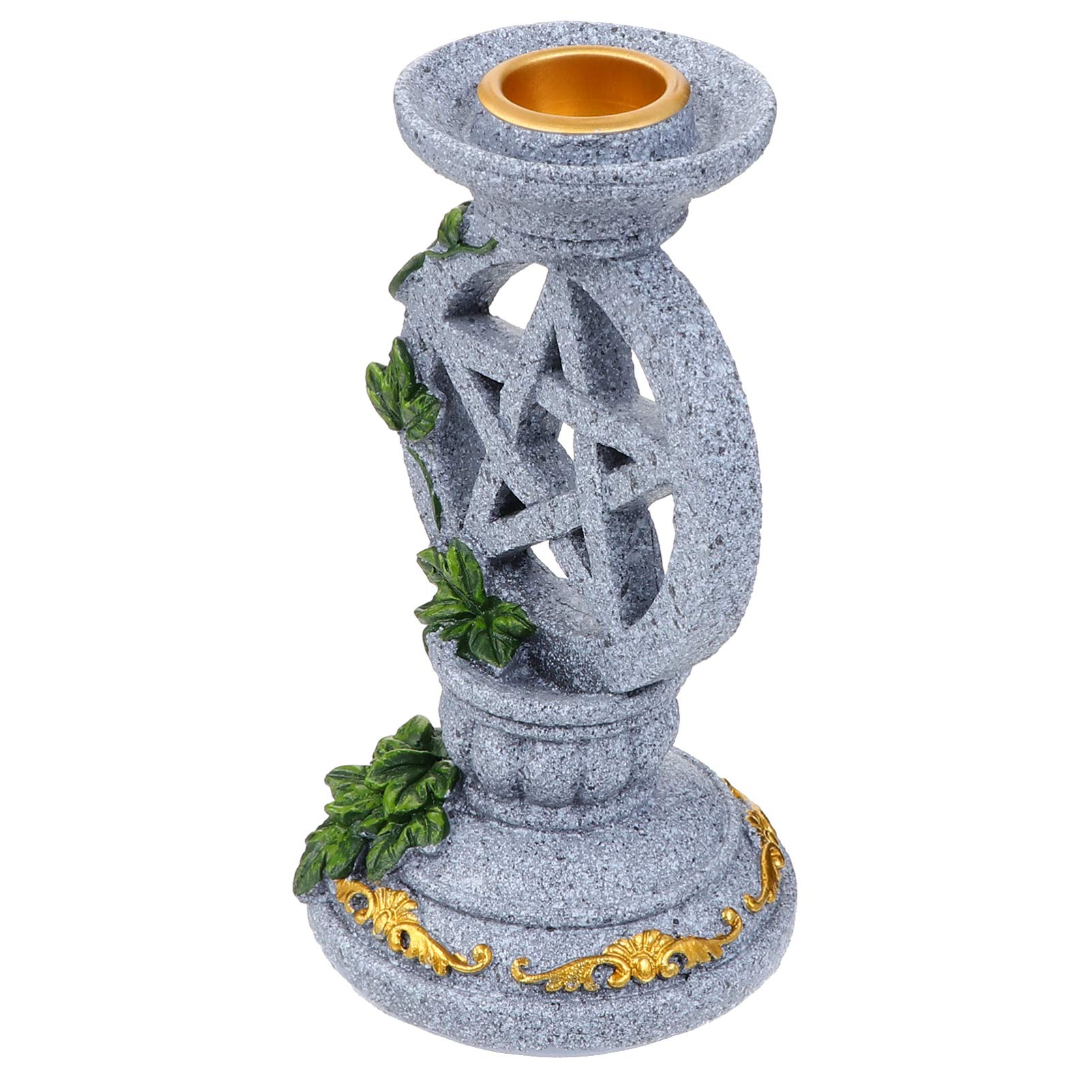BESPORTBLE Vintage Pentagram LED Candle Holder - Resin Desktop Taper Candle Stand for Wedding Decor, Home Decor & Gothic Theme Parties - Perfect for Halloween, Christmas & Romantic Dinners