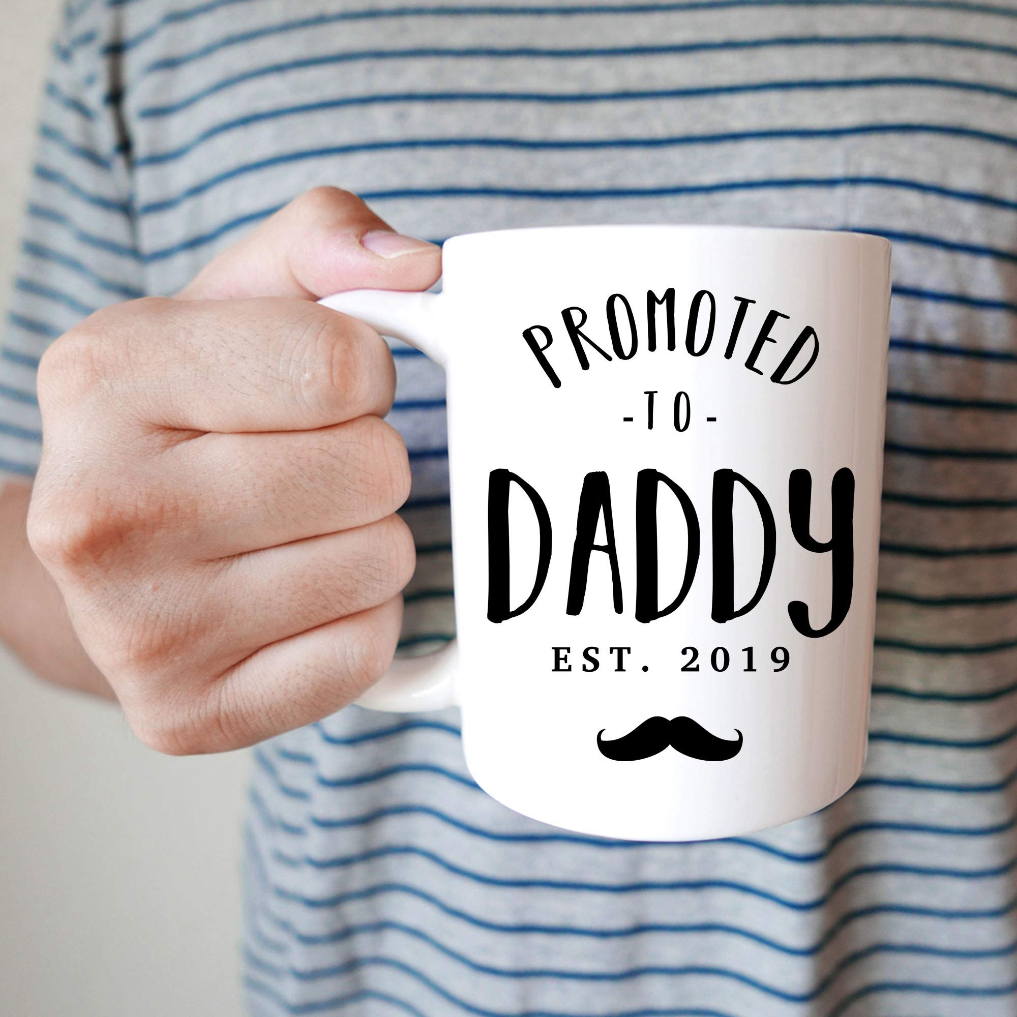 YouNique Designs 'Promoted to Daddy' Pregnancy Announcement Mug - 11oz Coffee Cup for Expecting Dads - Perfect Gift for Husband & Father-to-Be - Great for Gender Reveal & Baby Shower Celebrations