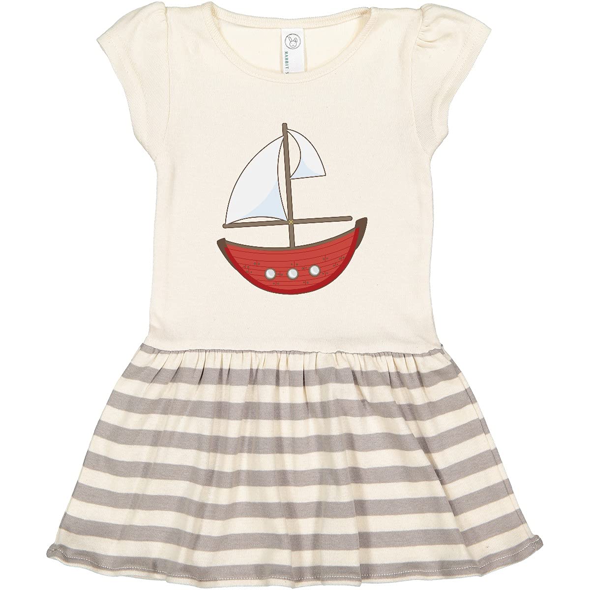 Inktastic Red Sailboat Toddler Dress - Cute Nautical Outfit for Baby Girls | Perfect for Beach Vacations, Summer Playdates & Family Photos
