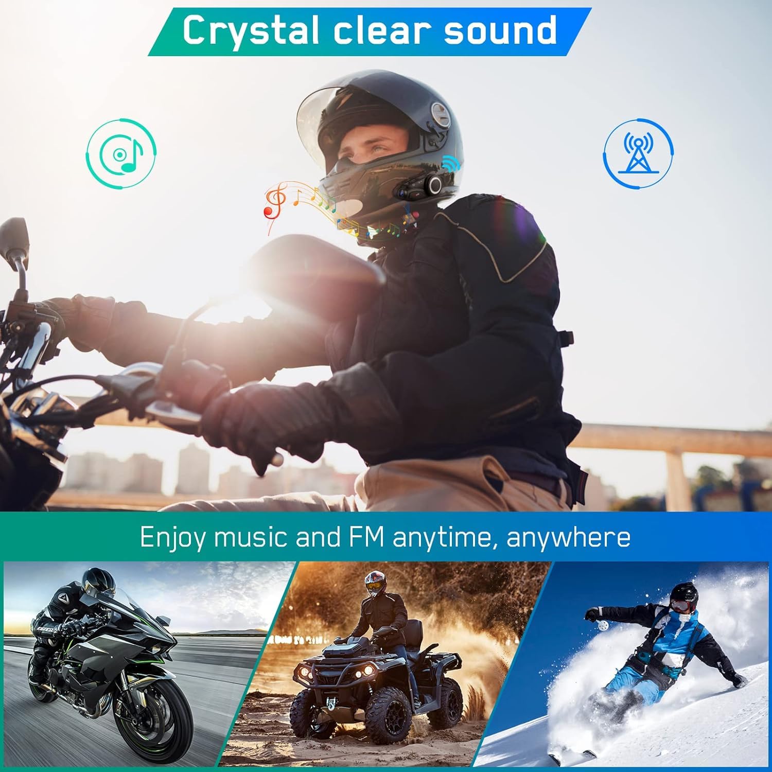 MAXTO M3 Motorcycle Bluetooth Intercom Headset with Camera - 6 Rider 1000M Communication System, Wireless Interphone for Motorbike Helmets (Siri/Google Assistant, Waterproof, FM Radio, Supports 128G TF Card) - Perfect for Group Rides, Touring & Adventure Motorcycling