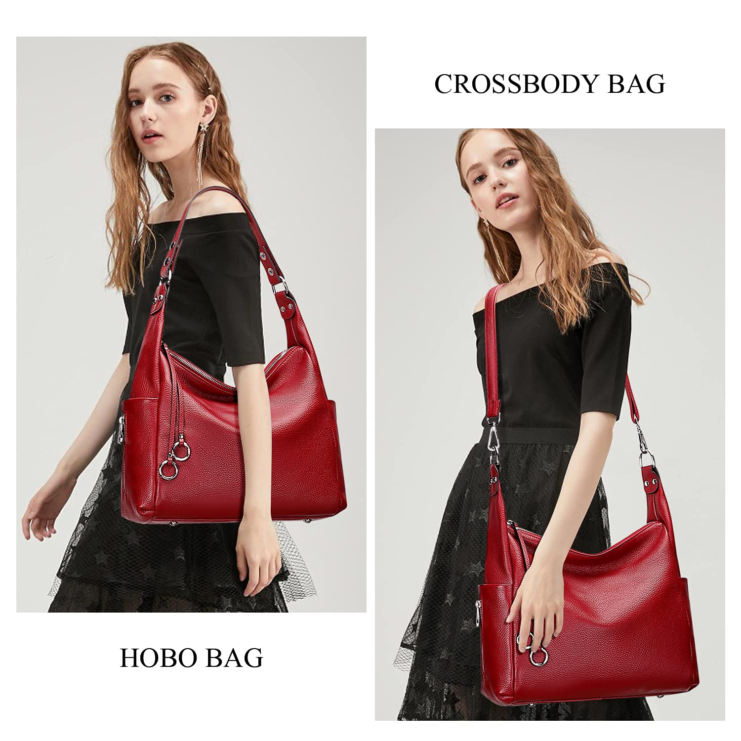 Genuine Leather Hobo Handbag for Women - Crossbody Shoulder Purse for Daily Use