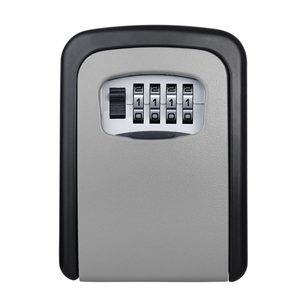 ELEOPTION 4-Digit Combination Key Lock Box - Wall Mount Safe for Outdoor Door, Home, Car & Office - Secure Key Storage with Weatherproof Design (Grey) | Perfect for Vacation Rentals, Airbnb Hosts & Property Managers