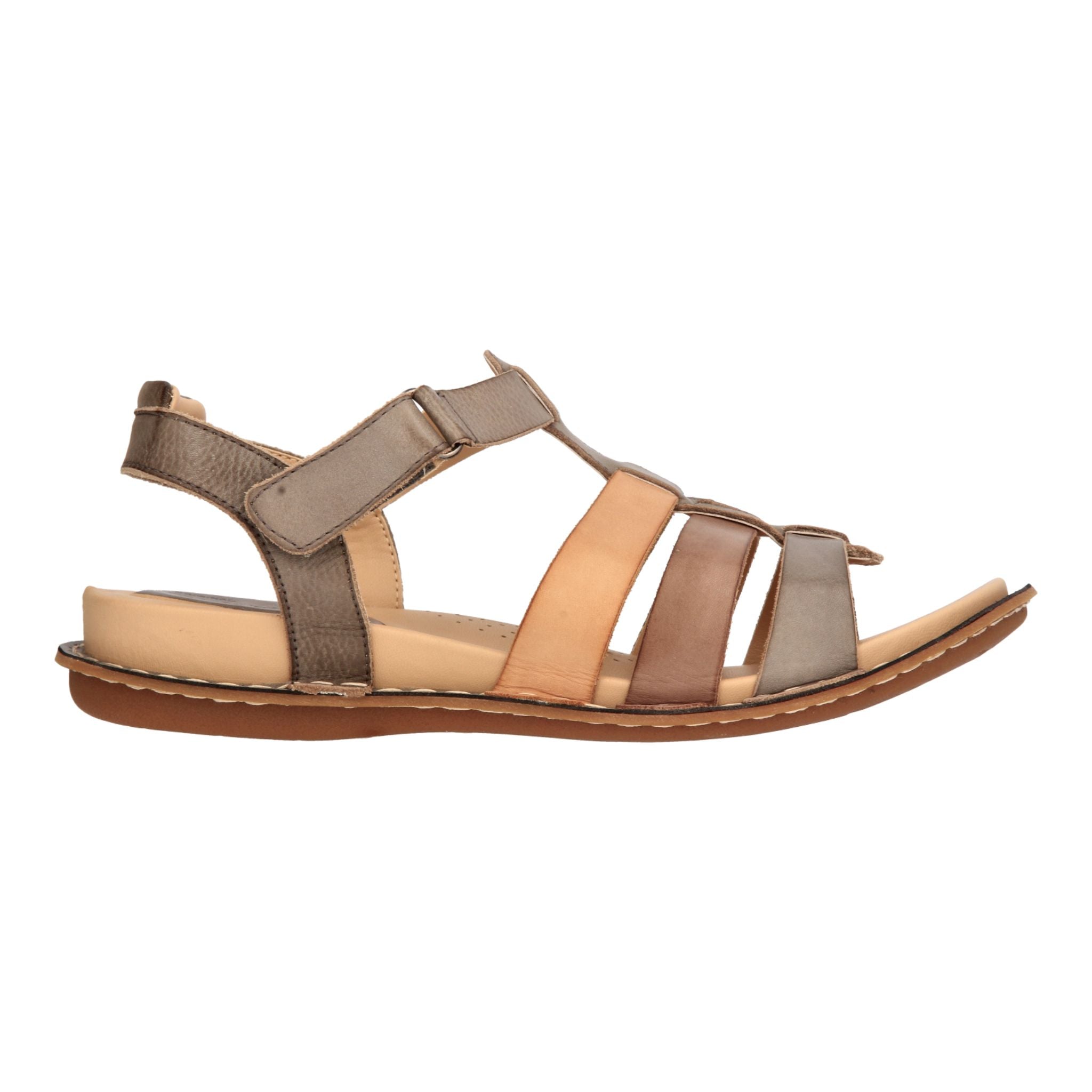 Barani Grey Multi Leather Sandals for Women - Triple Strap Comfortable Summer Sandals - Perfect for Beach, Vacation and Casual Outings