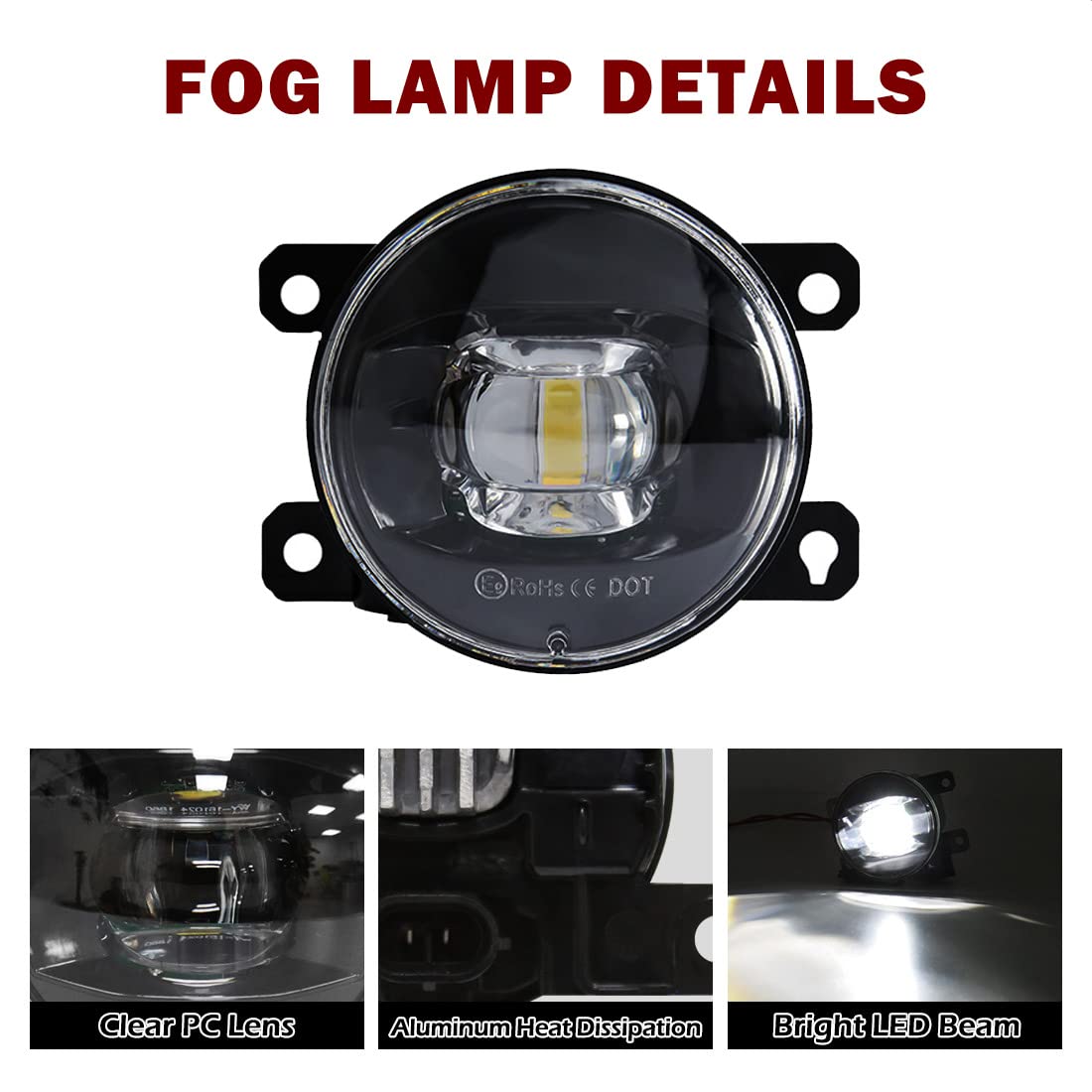 2021-2023 Honda Civic LED Daytime Running Lights (DRL) - Tri-Color Fog Lights with White LED Bulbs & L-Style Bezel - Upgrade for Enhanced Visibility & Style (Perfect for Night Driving & Custom Car Mods)