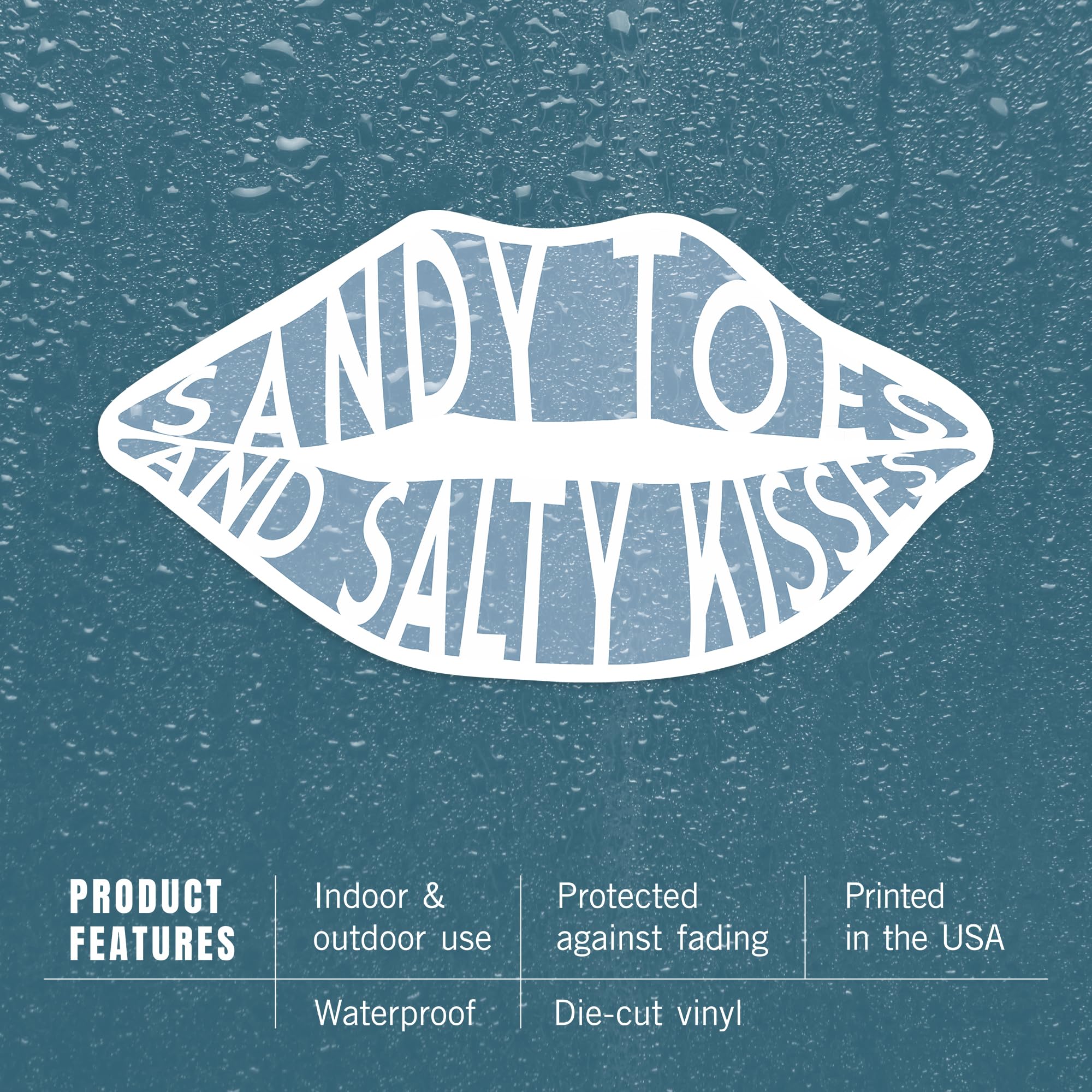Waterproof Die-Cut Vinyl Stickers - Sandy Toes & Salty Kisses Beach Design (1-3 Inch) - Durable Decals for Cars, Water Bottles, Laptops, Coolers - Perfect for Summer Travel, Beach Vacations & Outdoor Adventures
