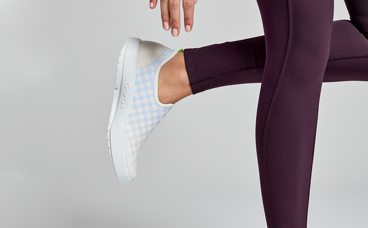 Women's OOmg eeZee Low Shoes - Comfortable Purple Jade Checker Sneakers for Walking, Running & Casual Wear | Lightweight & Breathable | On Sale