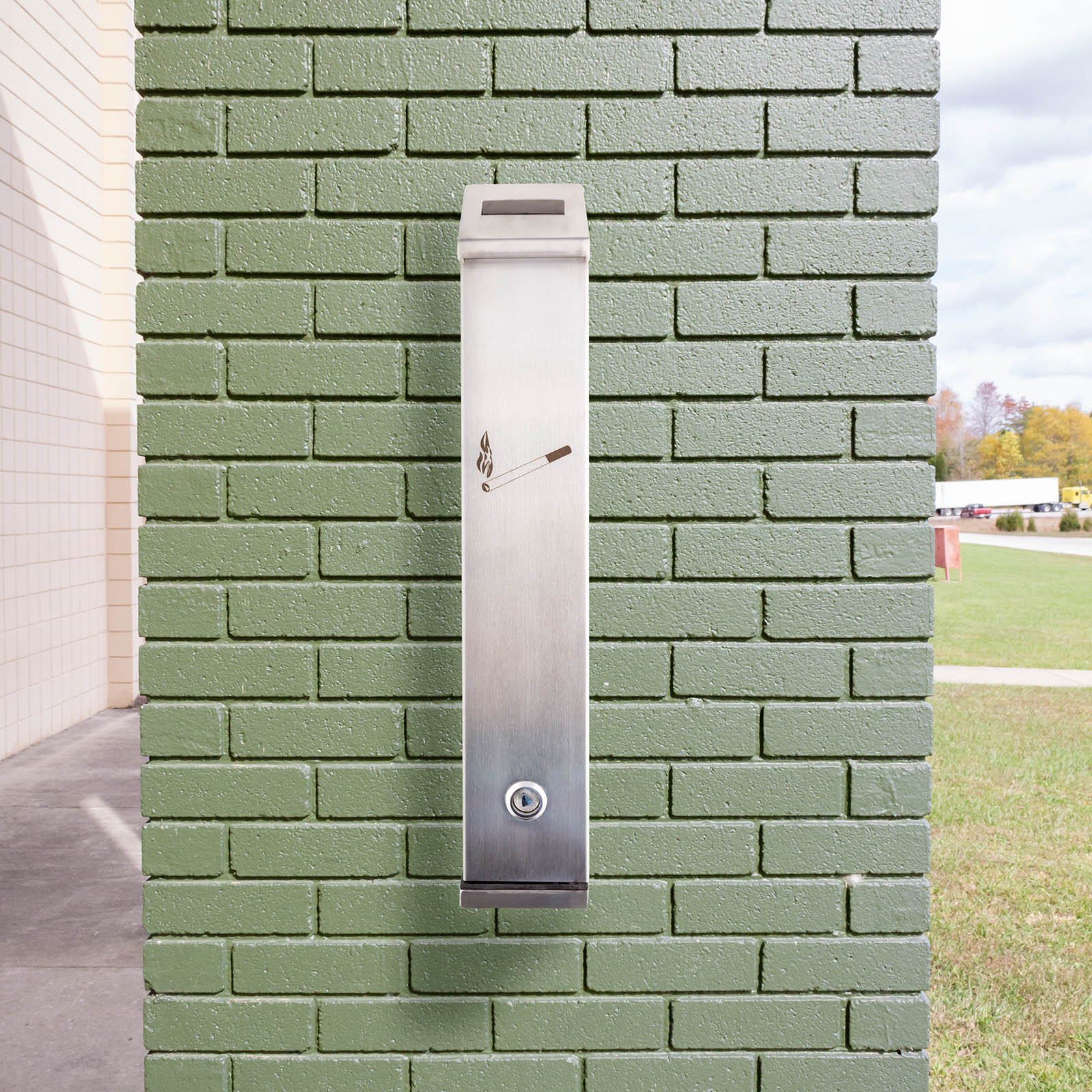 Wall Mount Cigarette Butt Receptacle with Locking Key - Outdoor Smoking Station for Patio, Balcony & Public Areas