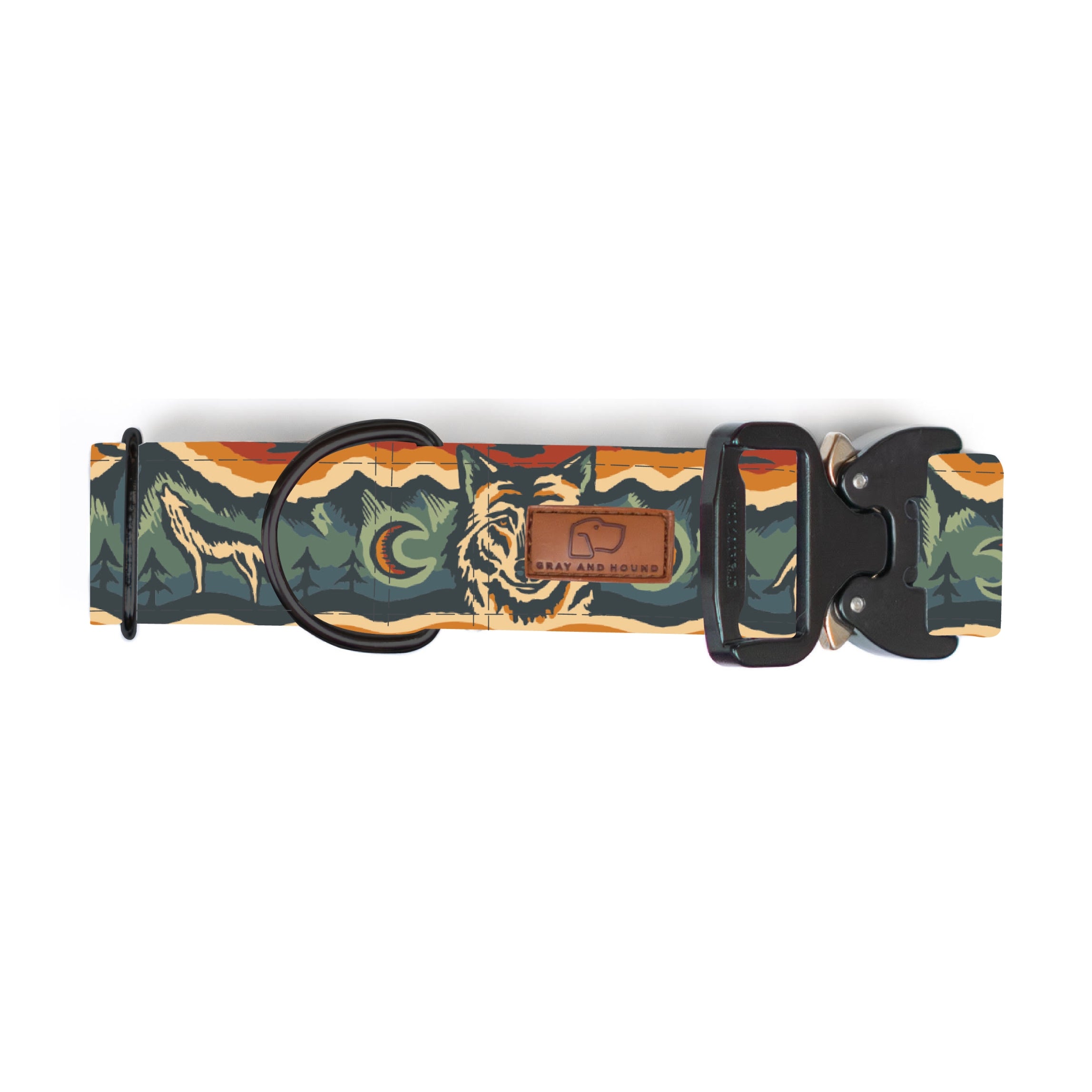 Desert Wolf Dog Collar - Handmade Leather Pet Collar with Unique Artistic Design | Durable & Adjustable for Large Dogs | Perfect for Outdoor Adventures, Hiking & Daily Walks