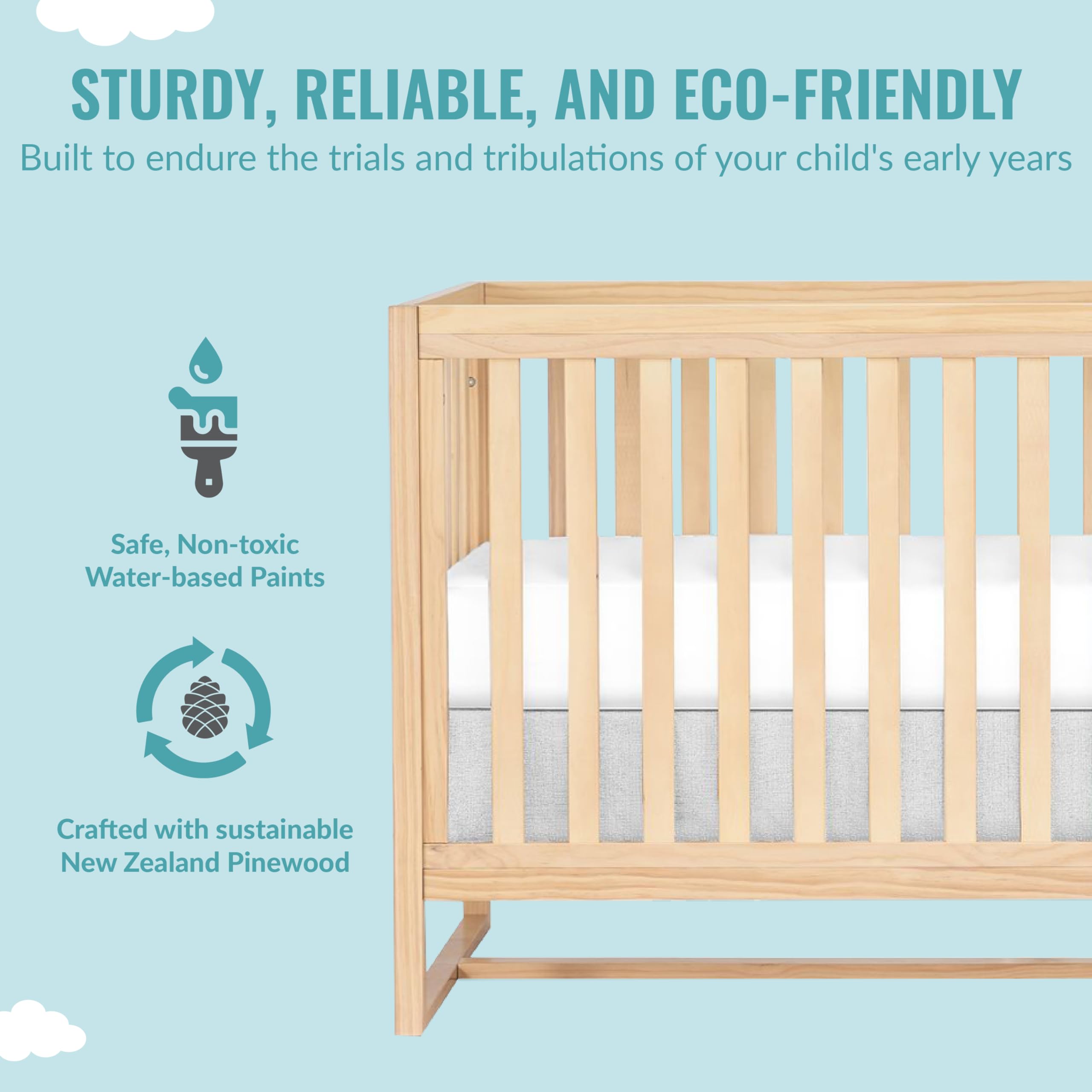 Dream On Me Milo 5-in-1 Convertible Crib & Changing Table with Free Changing Pad - Vintage White Oak Finish, 3 Adjustable Mattress Heights, Non-Toxic Pinewood | Nursery Furniture for Baby's Bedroom & Daycare Centers