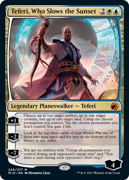 Magic: The Gathering - Teferi, Who Slows The Sunset Card - Innistrad: Midnight Hunt Expansion | MTG Planeswalker for Commander & Standard Decks