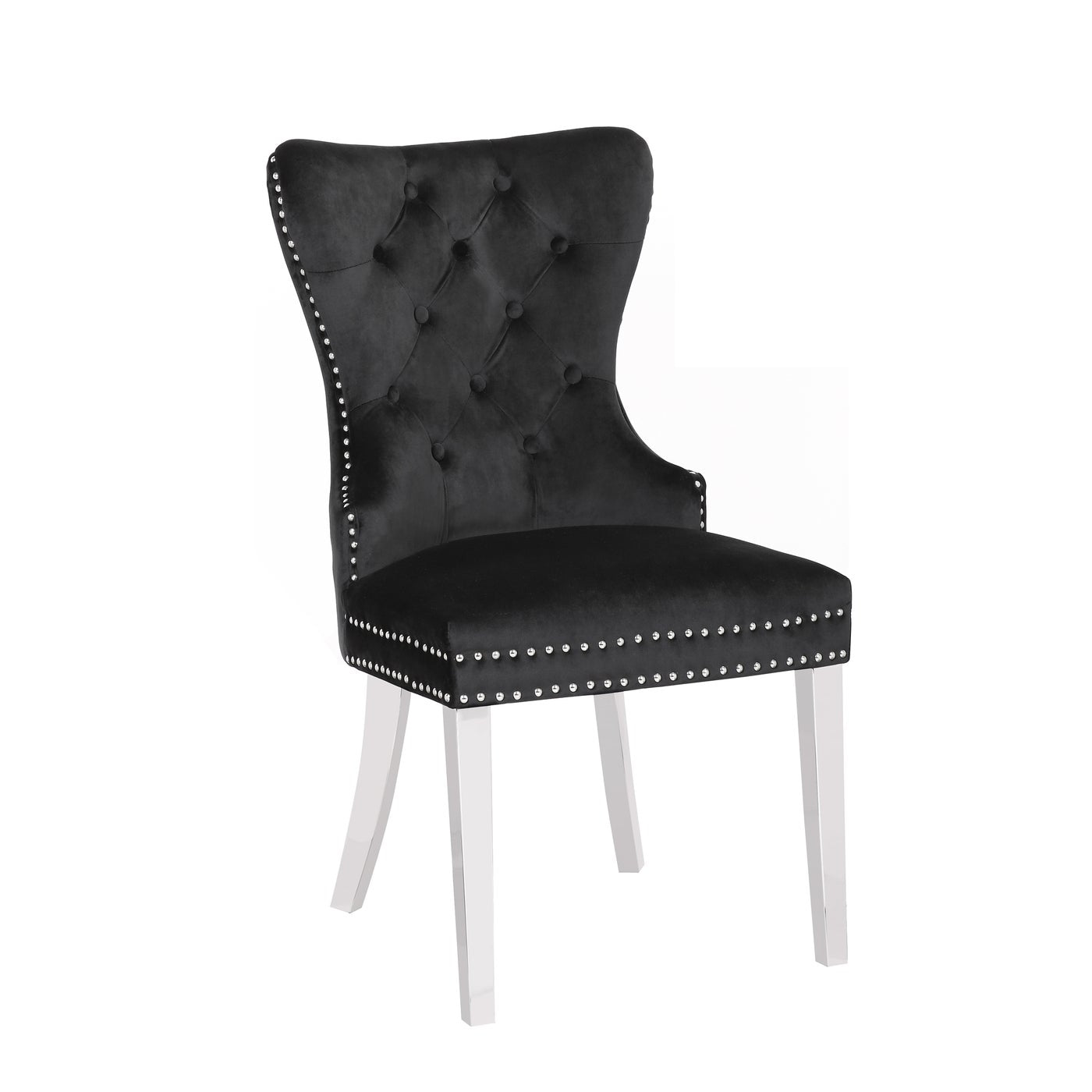 Luxury Black Velvet Dining Chairs with Stainless Steel Legs & Chrome Knocker - Set of 2 for Modern Home, Restaurant, or Wedding Decor - Elegant & Comfortable Seating Solution