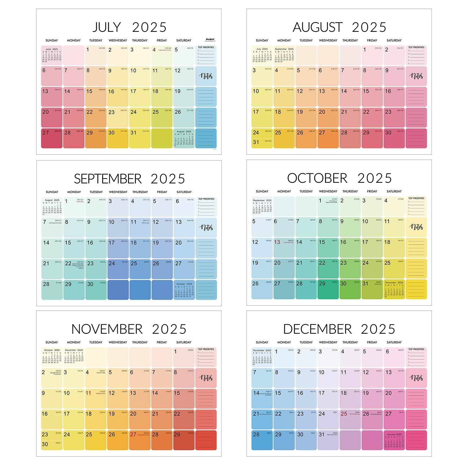 2025-2026 Large Wall Calendar - 18 Month Planner from July 2025 to December 2026 | 15