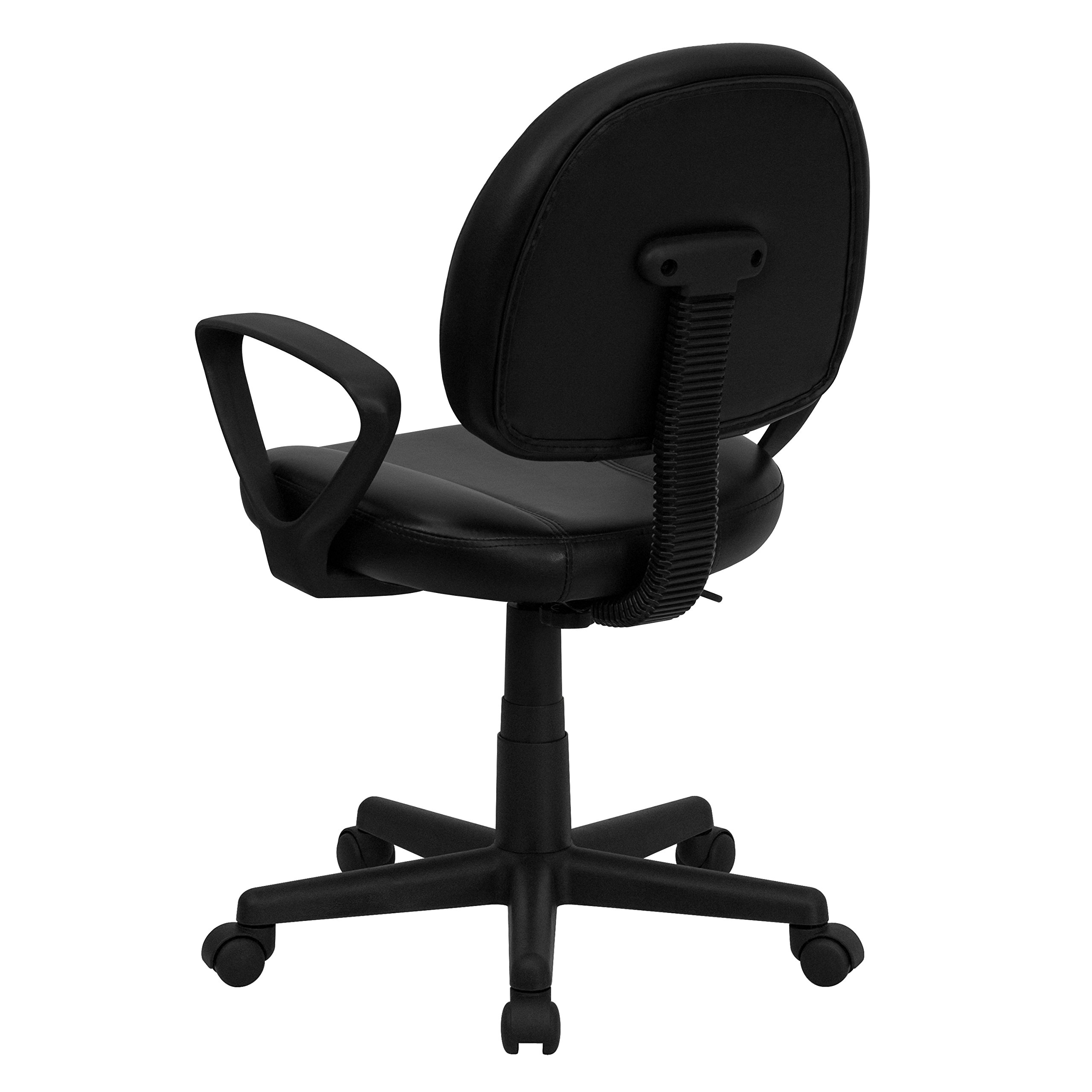 Flash Furniture Ronald Mid-Back Black LeatherSoft Swivel Ergonomic Office Chair with Adjustable Back Depth & Arms - Perfect for Home Office, Gaming & Workspace Comfort