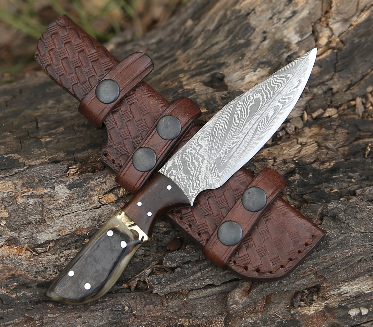 Premium EDC Knife with Ram Horn & Rosewood Handle - Durable Pocket Knife for Outdoor, Camping, Hiking & Survival - Perfect Gift for Men & Adventurers